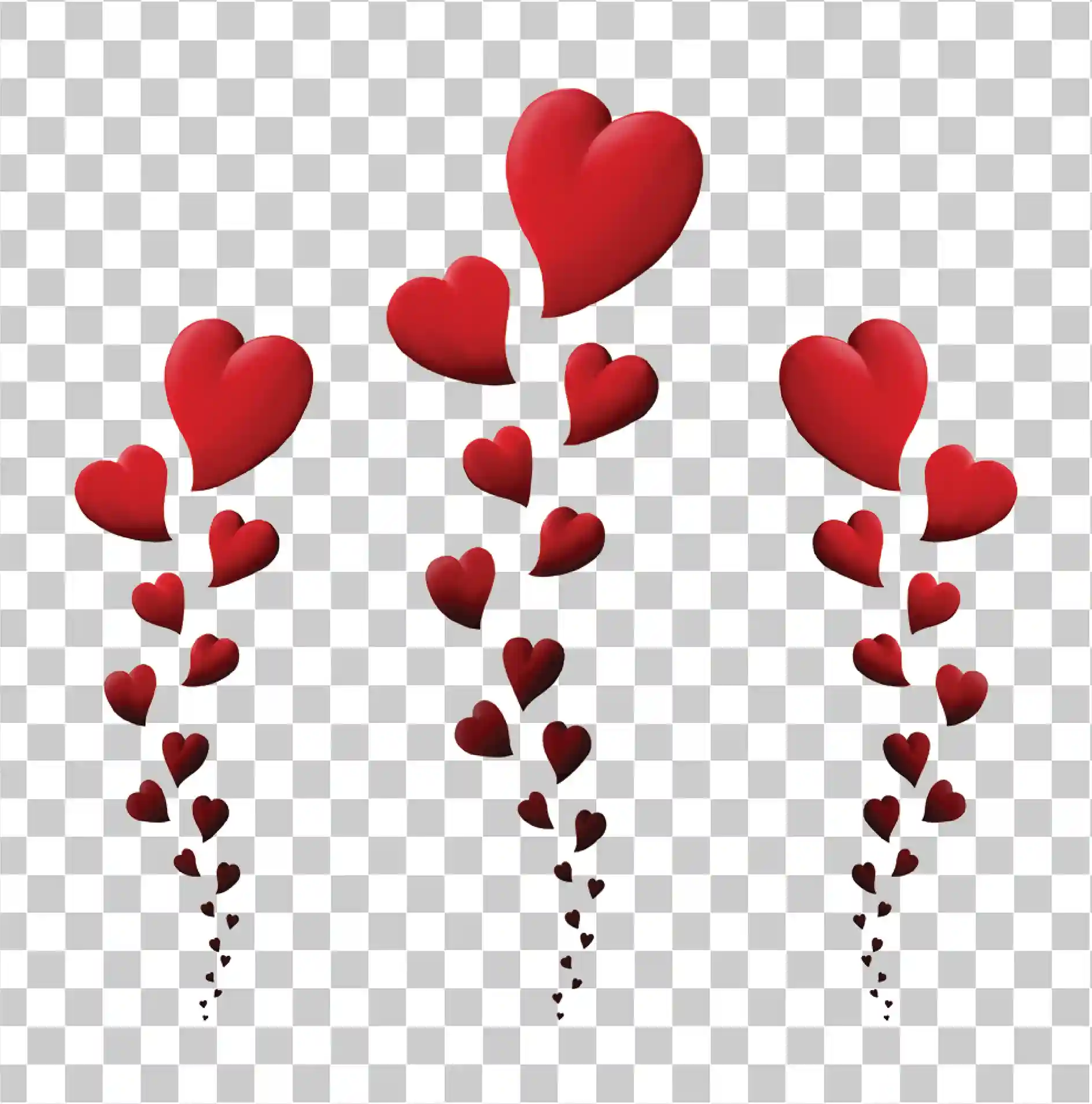 Globos flotantes de corazón romántico PNG para diseños de amor, 