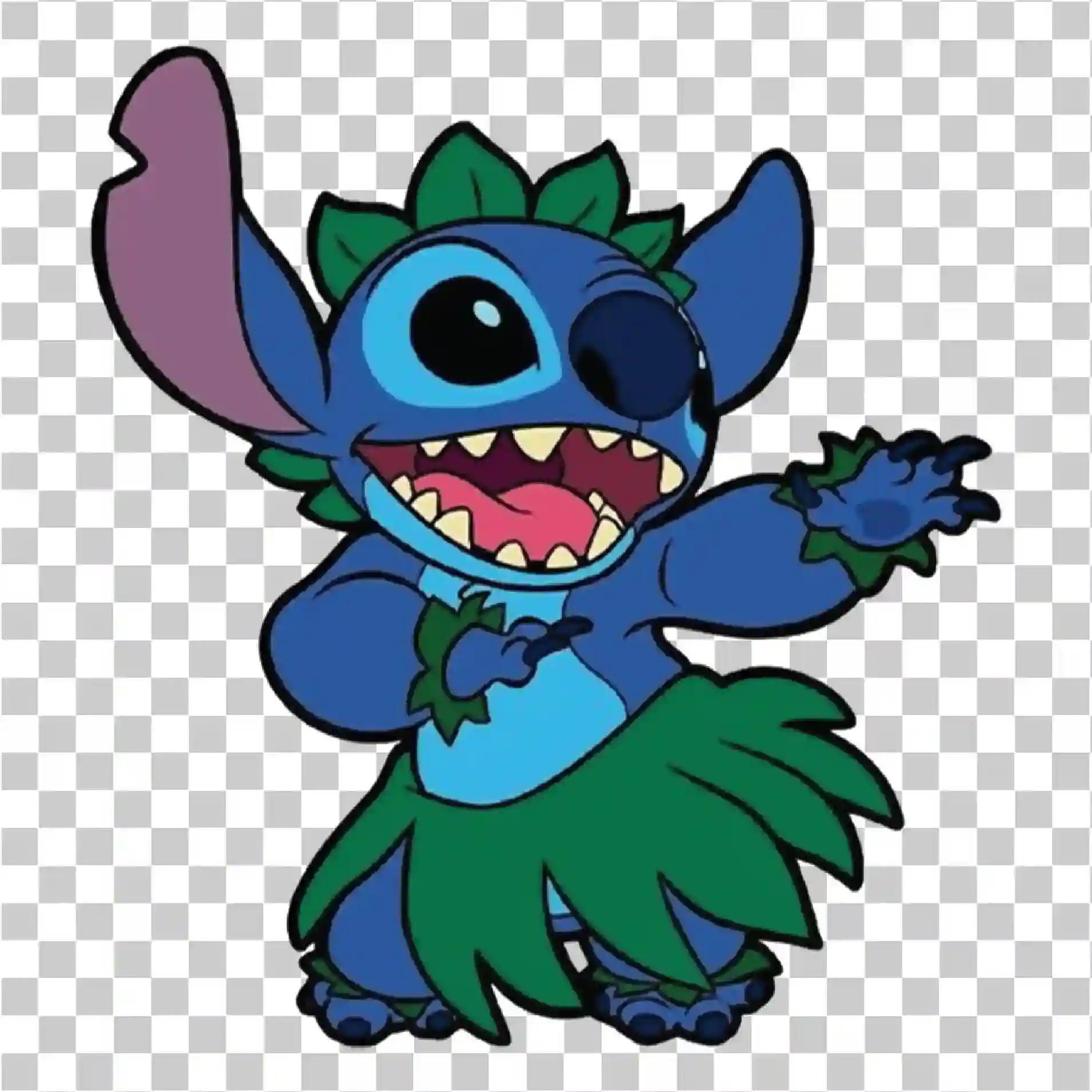 Sevimli Dikiş PNG Karikatür Hula Dansı Mavi Uzaylı Sanatı, 