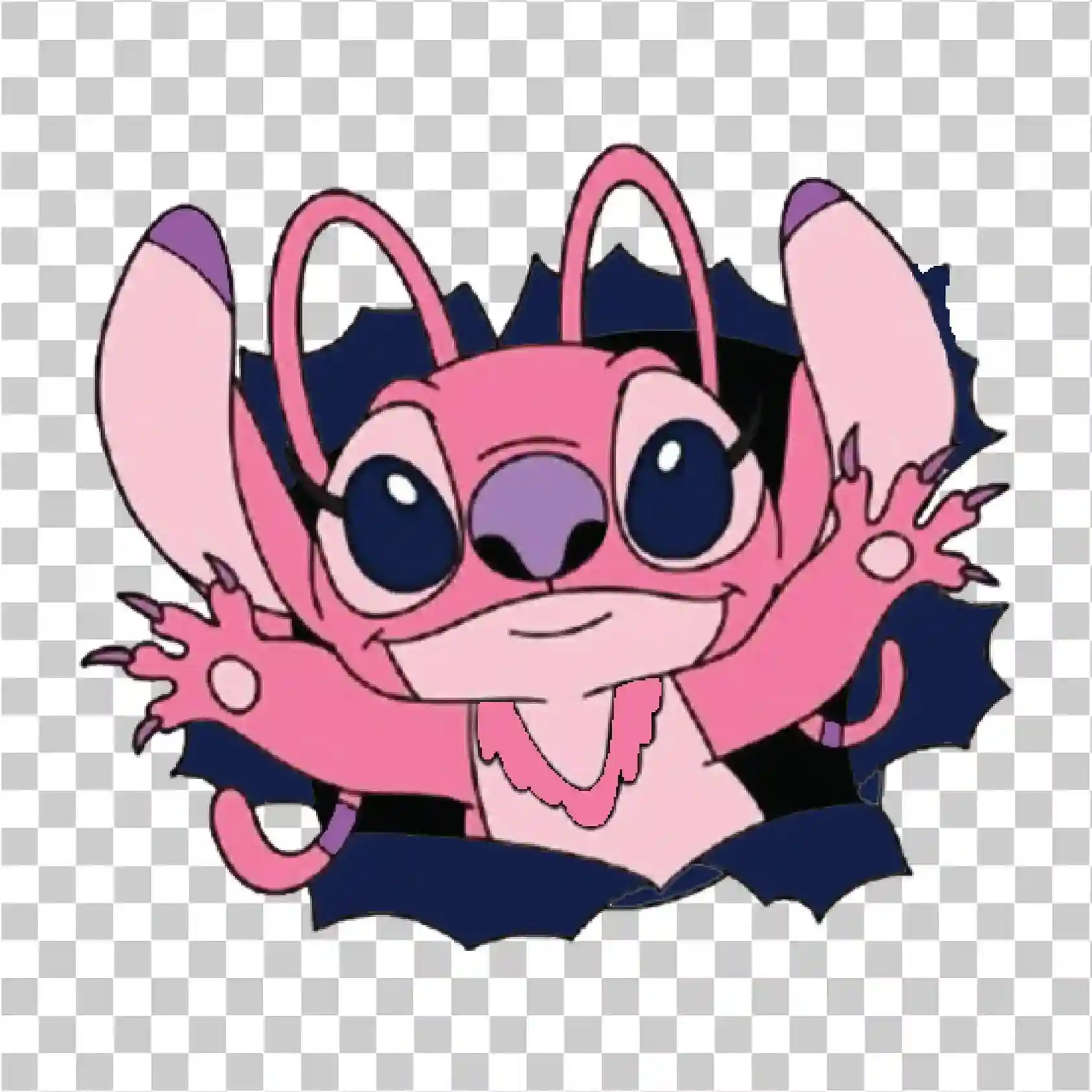 غرزة الكرتون PNG لطيف الوردي غرزة الأحرف Kawaii فن التصميم, 