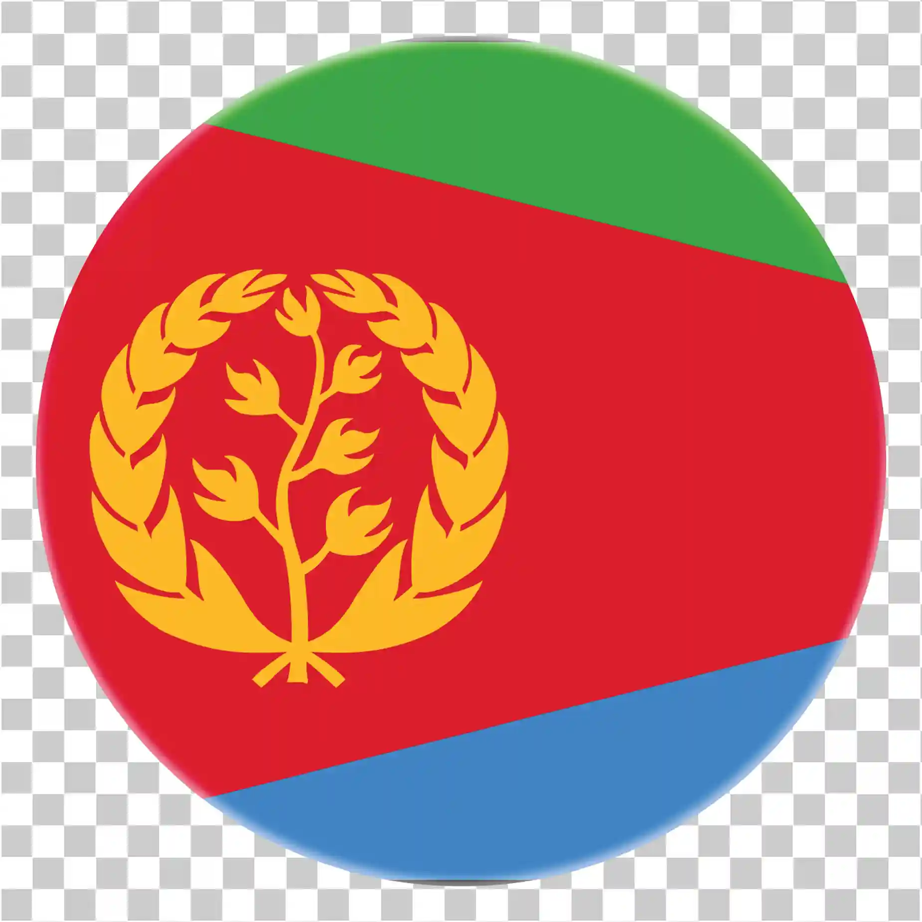 Eritrea Flag Round Icon PNG, Red Green Blue National Symbol Design, 