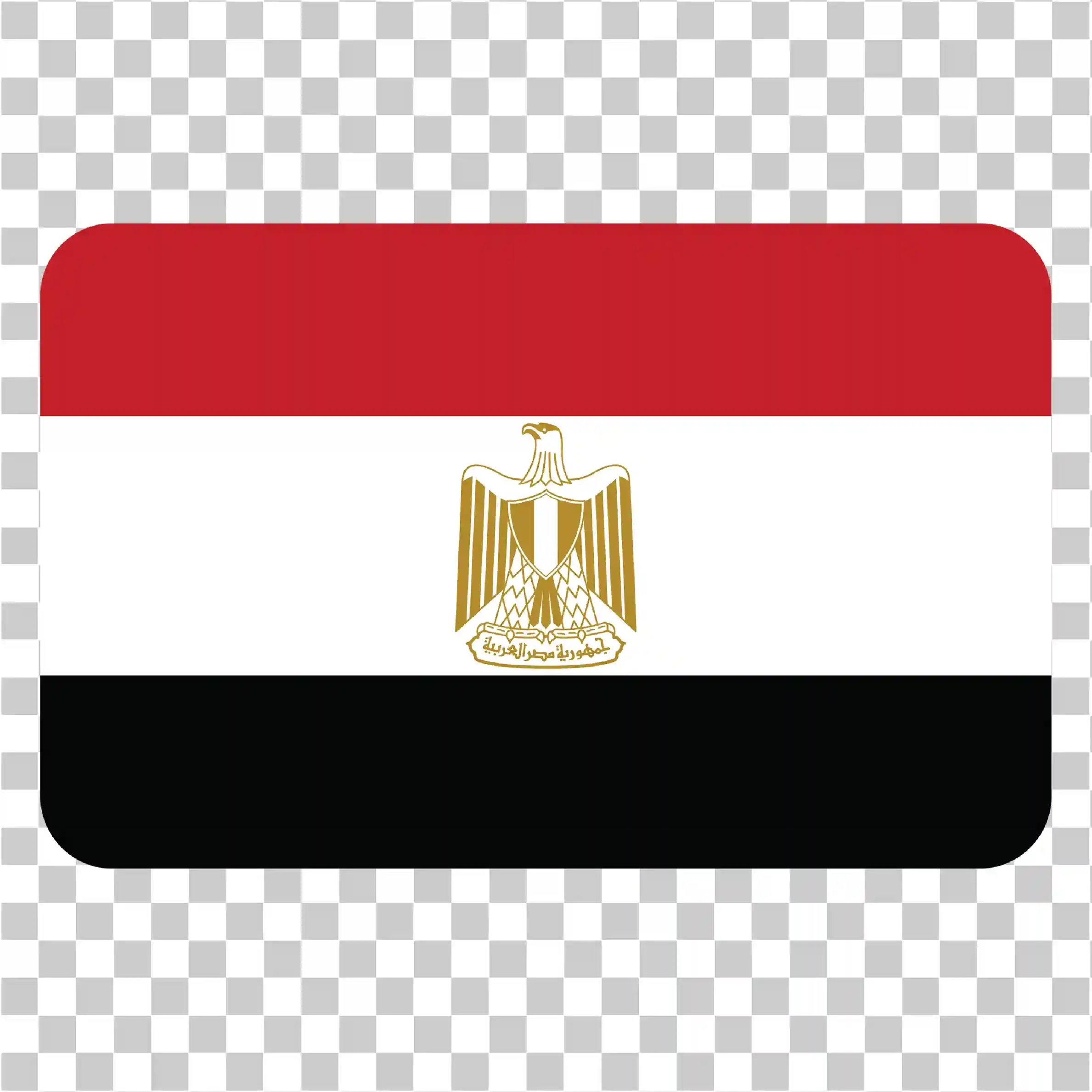 Mısır Bayrağı PNG, Altın Kartallı Kare Kırmızı Beyaz Siyah Tasarım, 