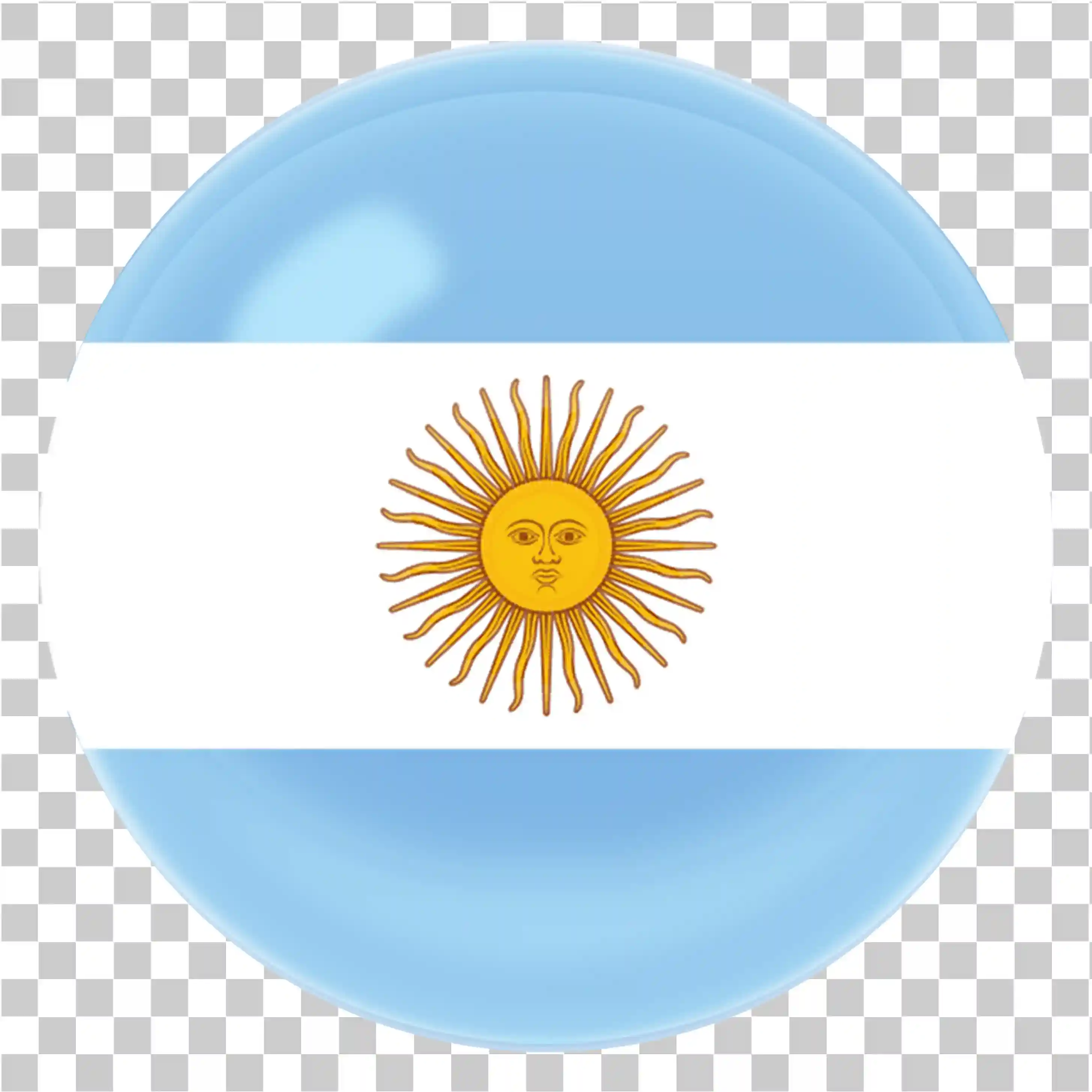 Ikona 3d Argentyna, Flaga koła, Round Argentina Clipart, Flaga Argentyny, Niebieski i biały symbol, 