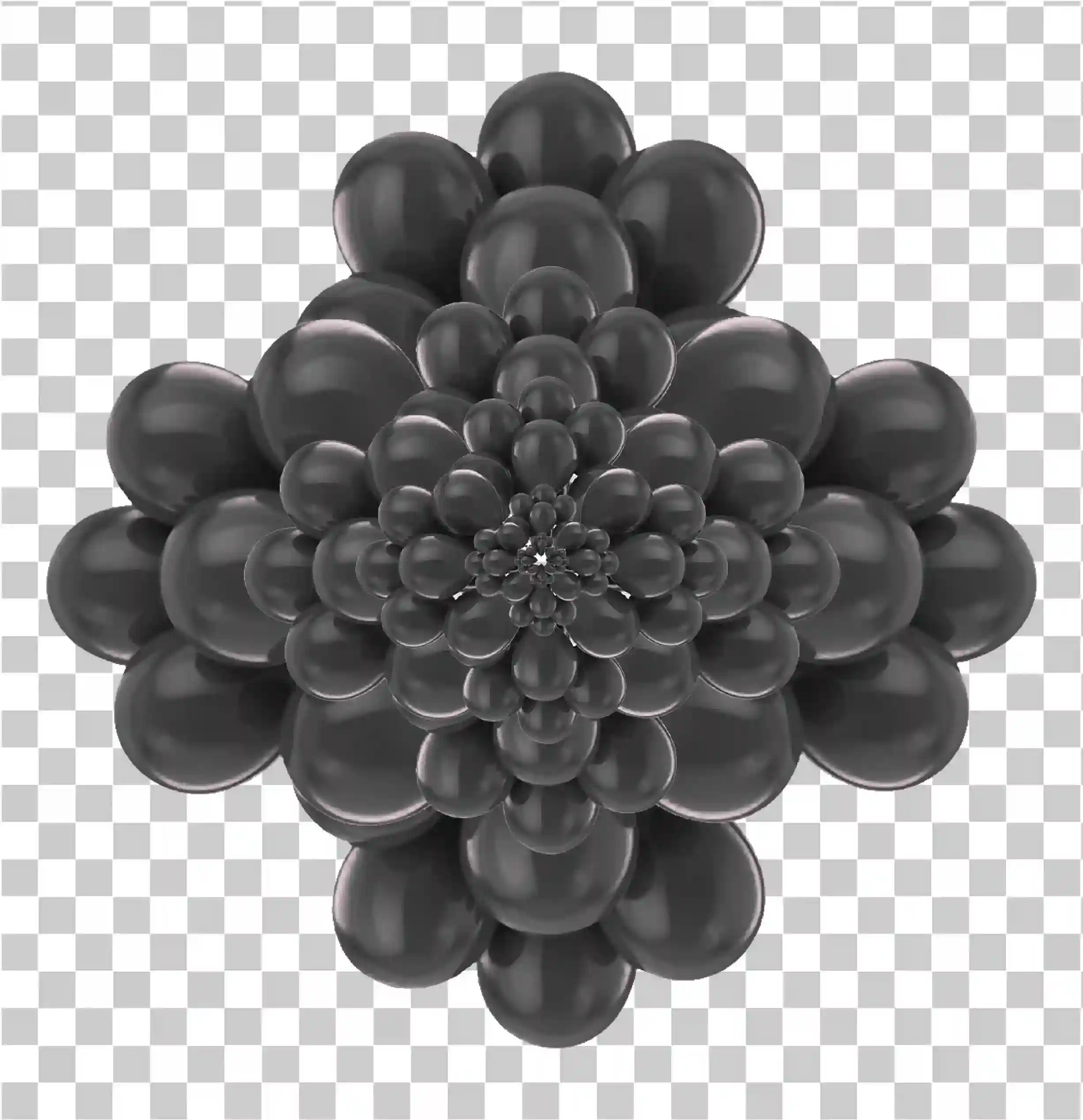 3d花, 美丽的花朵, 花气球, 黑色花, 黑色气球和气球PNG, 