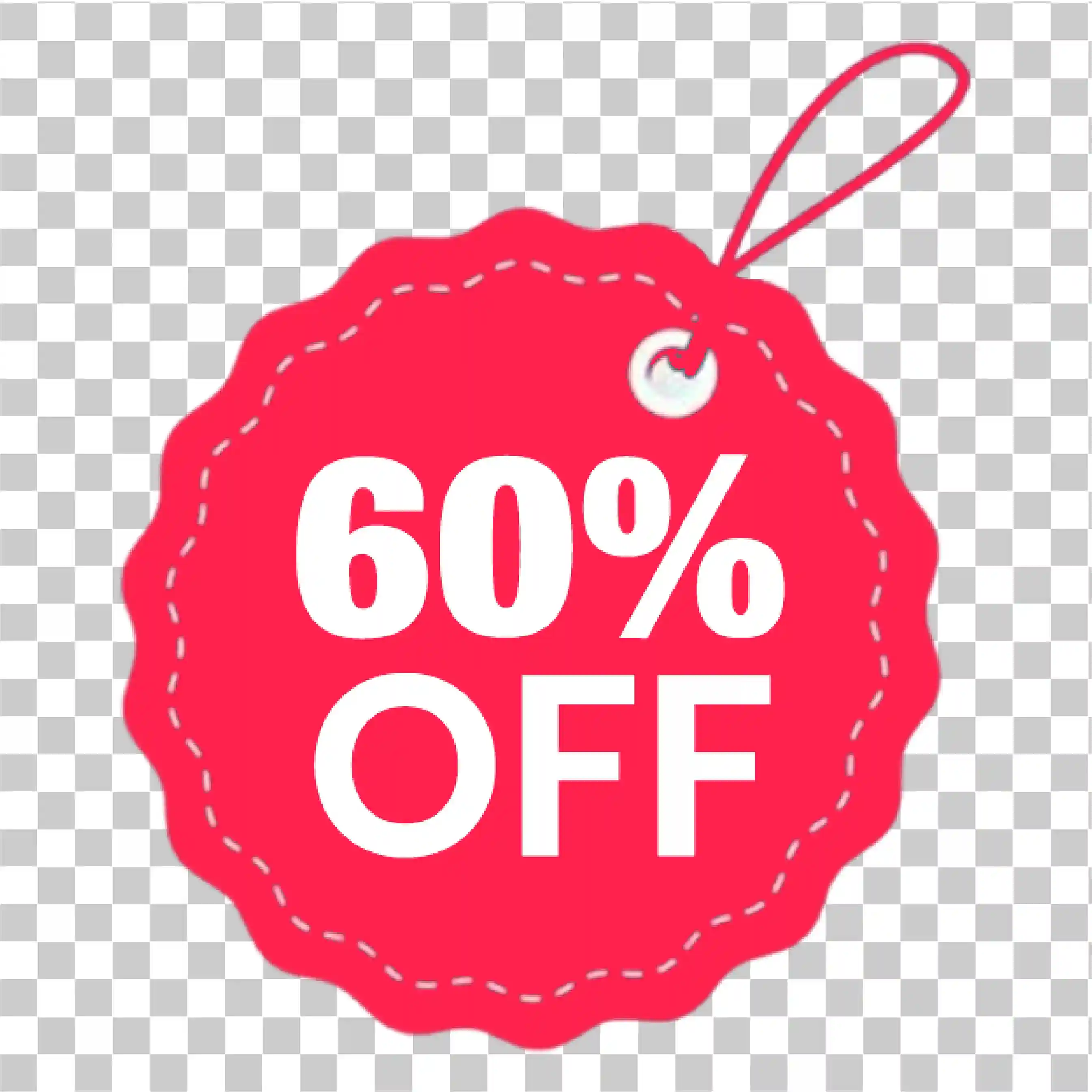 60%: n alennus vaaleanpunaisesta alennustunnisteesta, Myynti Label PNG ja prosenttiosuus tarra -suunnittelu clipart, 