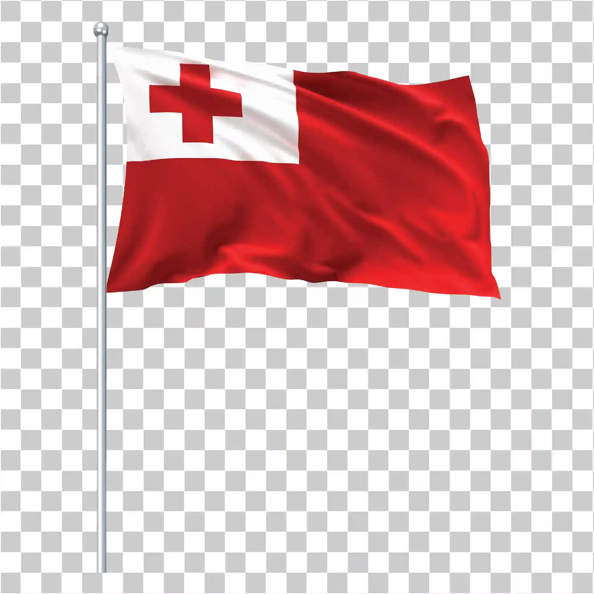 Bandera de Tonga ondeando PNG, Bandera de Tonga con poste, 
