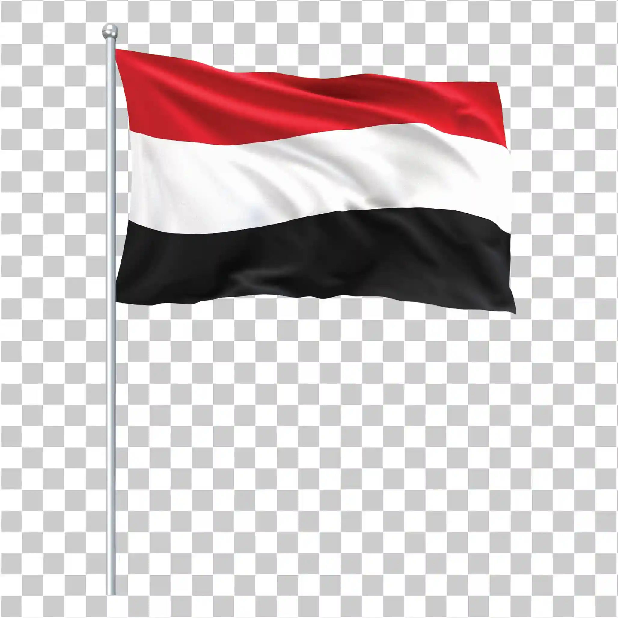 Yémen agitant le drapeau PNG avec pôle, Drapeau national du Yémen, 