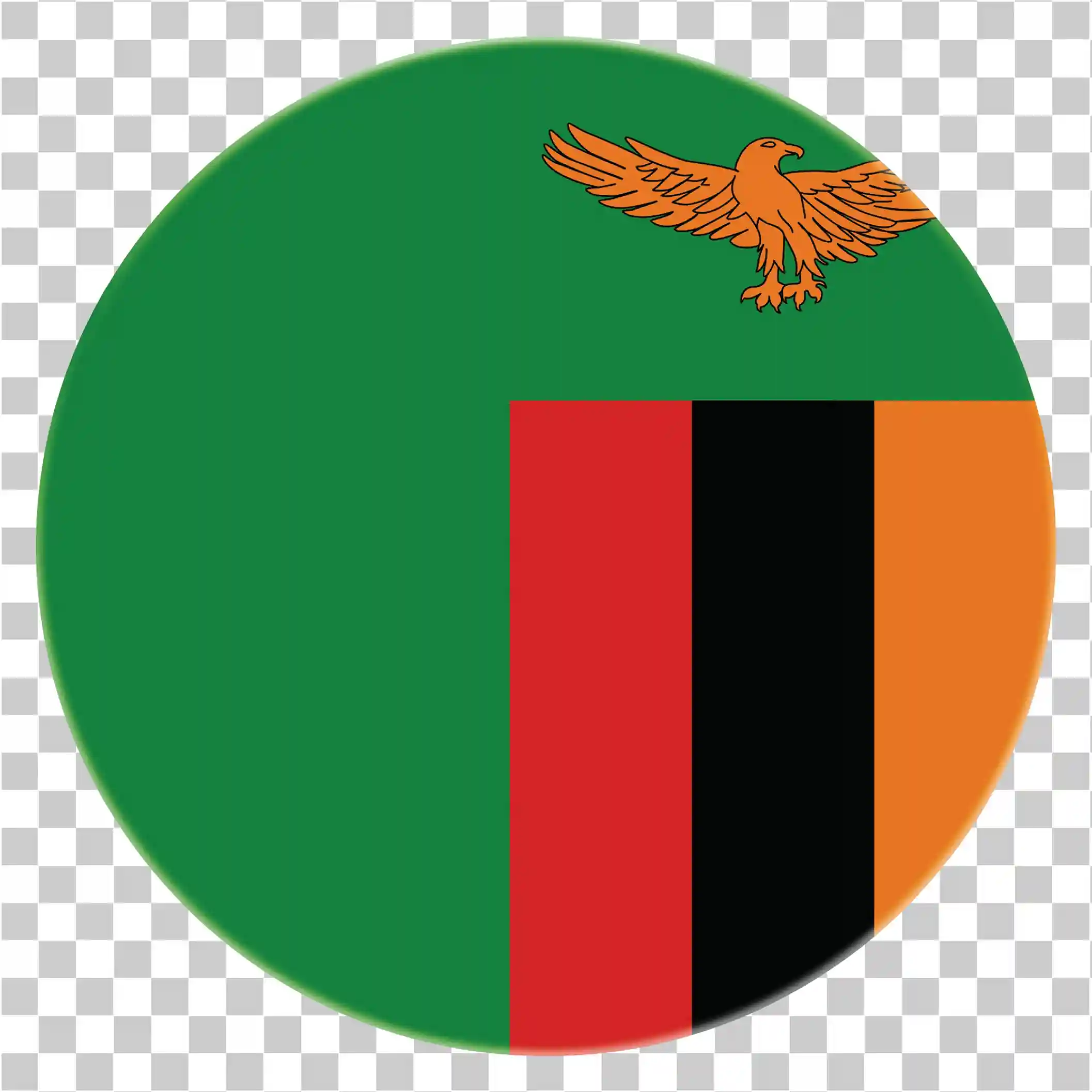 Zambia Flag Png, Национальный флаг Замбии, Зеленый апельсиновый черный флаг, Значок круглого круга, Замбийский флаг вектор скачать бесплатно, 