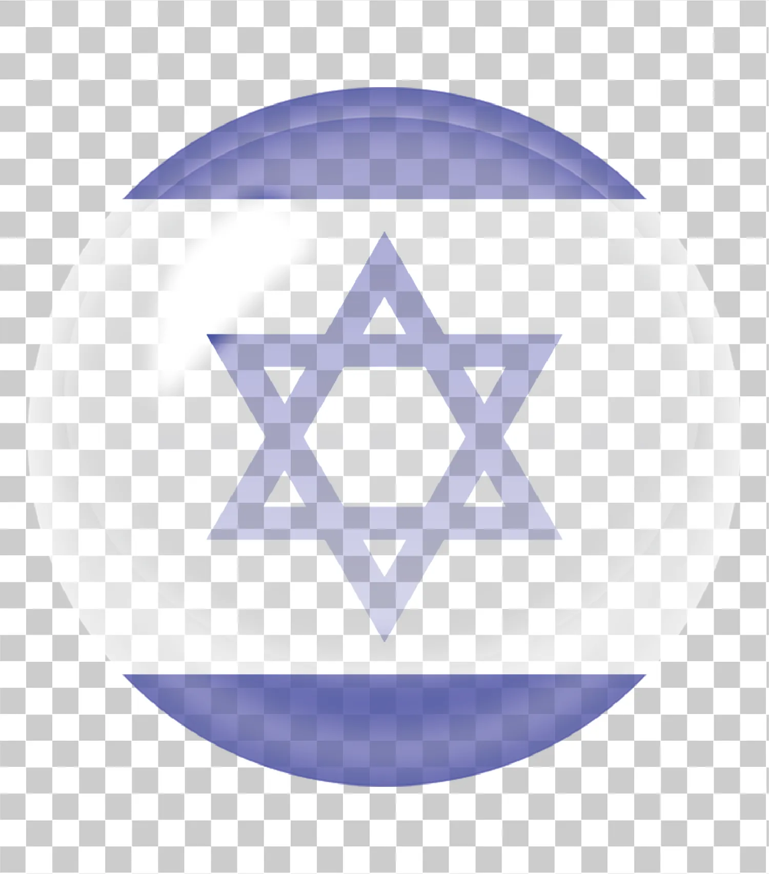 Israel Flag Icon, 3D sirkel symbol, Davids stjerne, Blå og hvit, Vannmerke PNG, 
