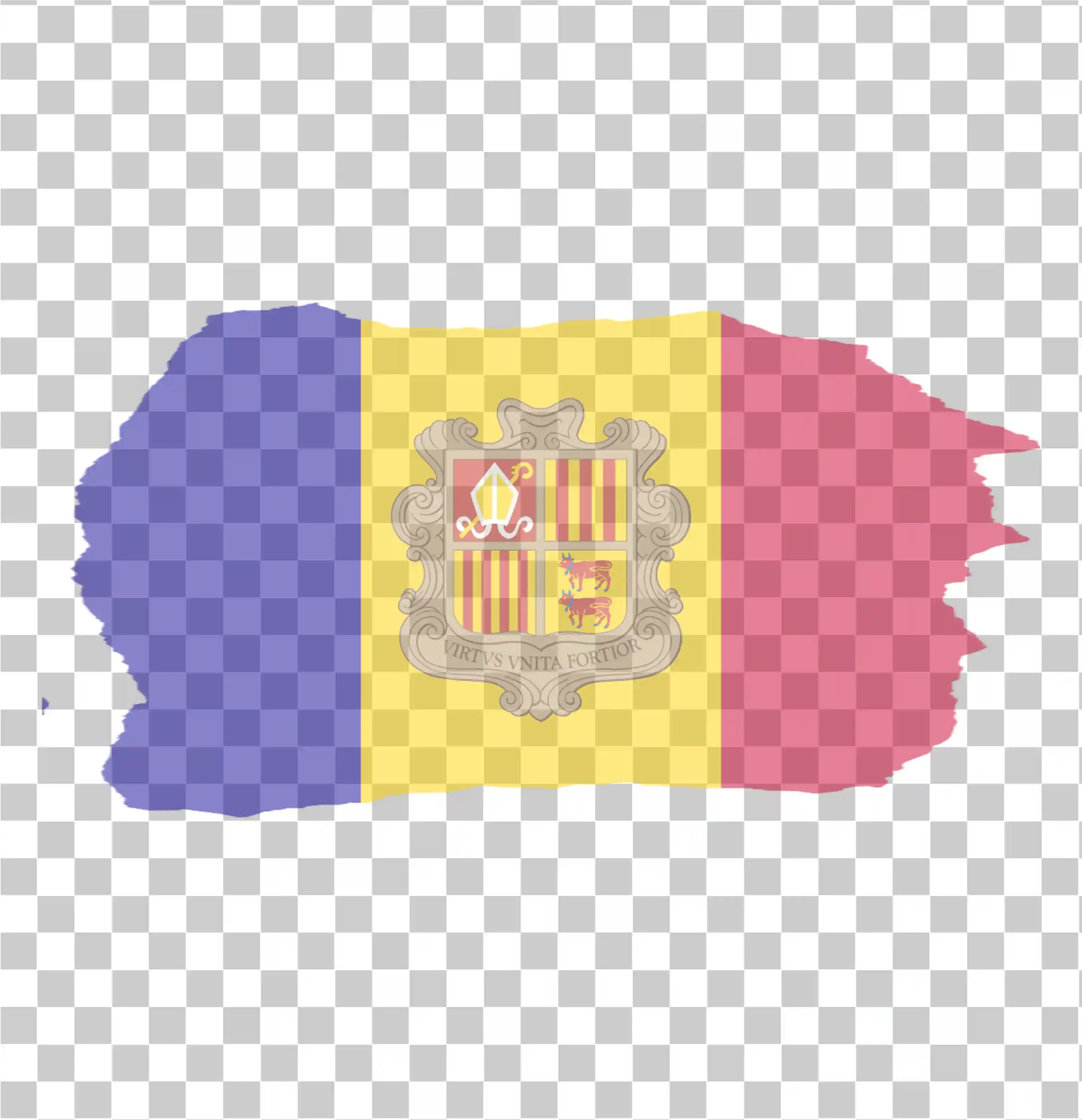 Andorra vlajka, Textura národní vlajky, Realistická ilustrace vlajky ve zemi, Vektorový klipart design, Vlajka Anrorry PNG Watermark, 