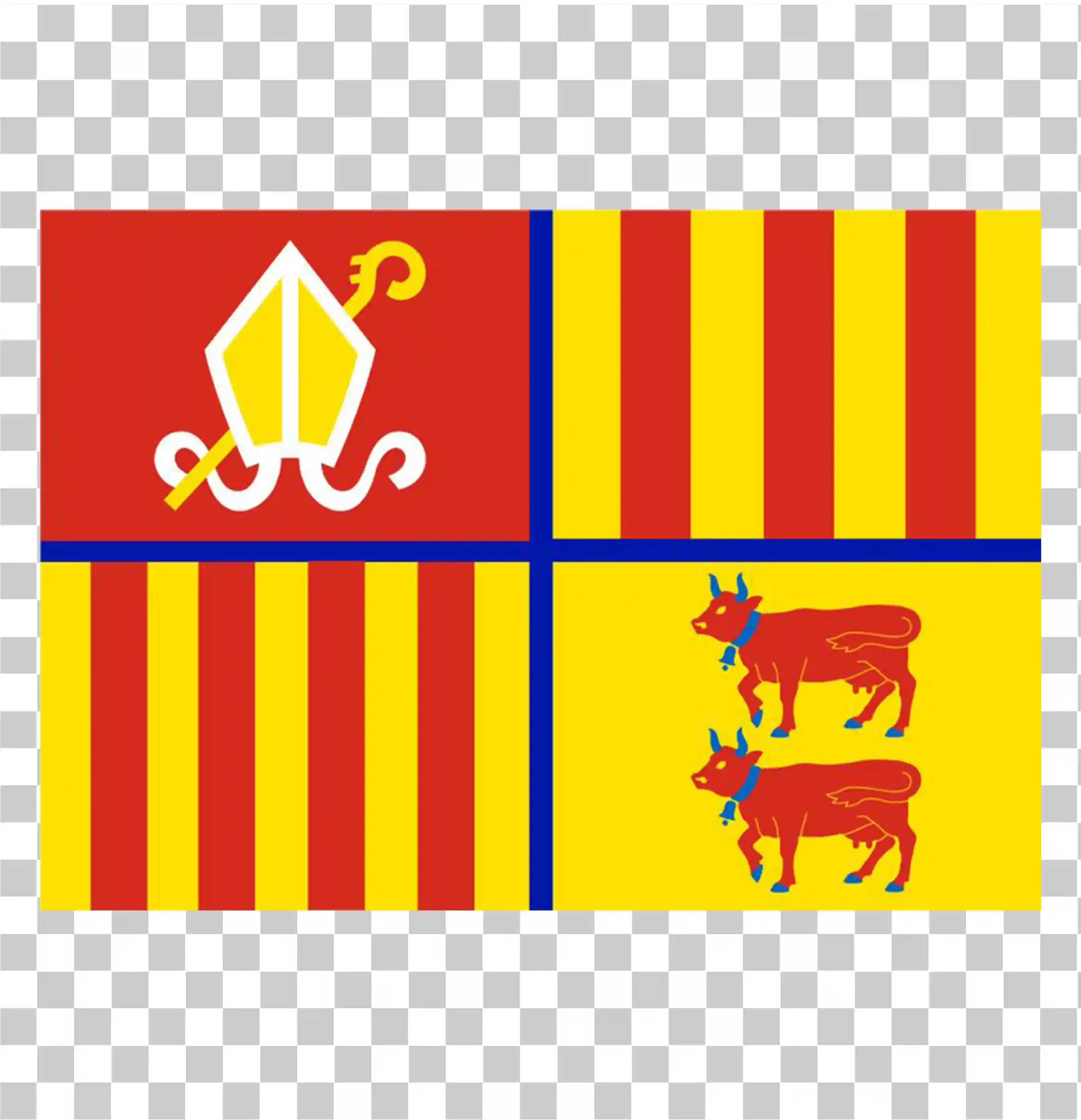 Flaga Andora z herbem, Symbol narodowy, Realistyczny wektor PNG księstwa Andory, 
