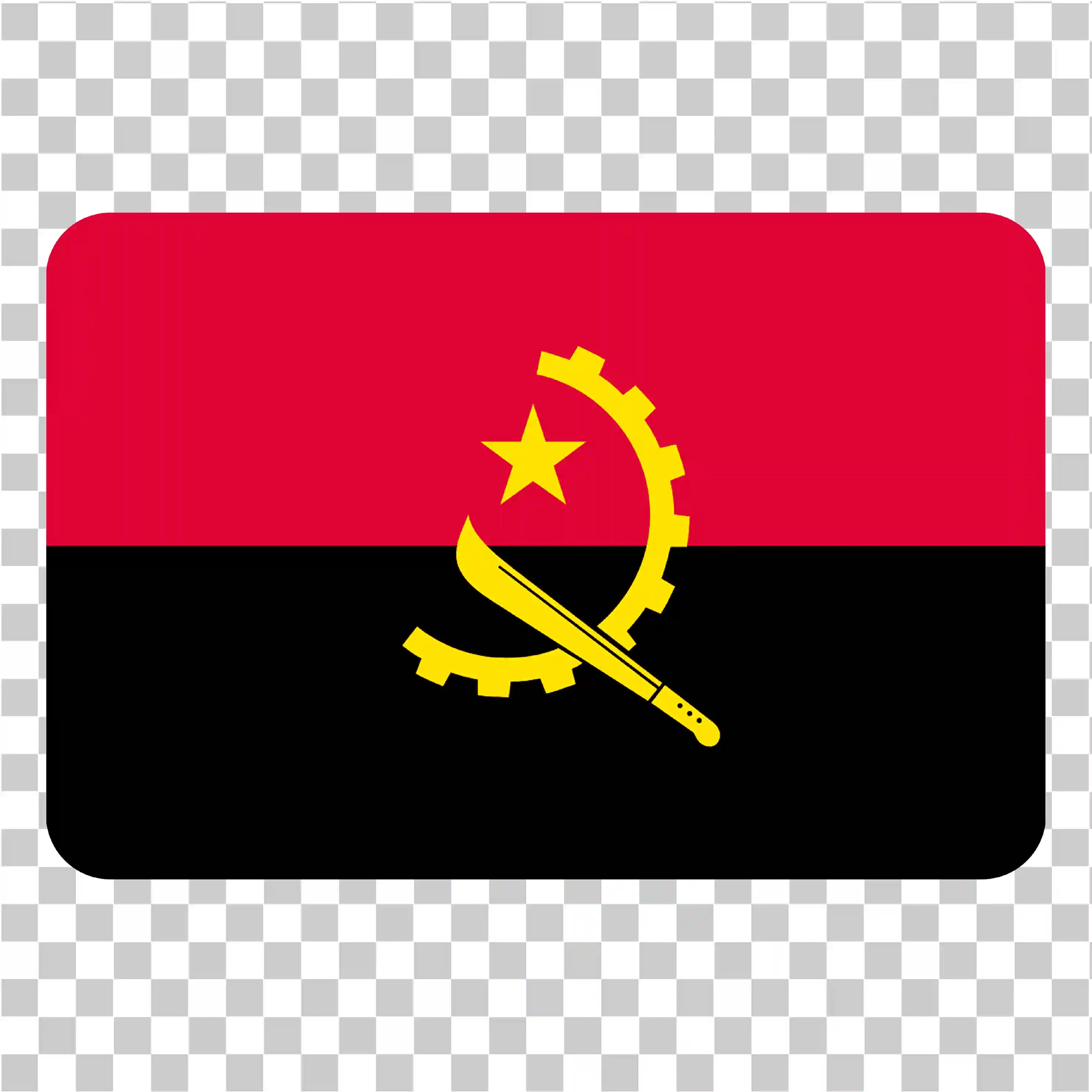 Vector cờ Angola - Kết cấu sơn, Vẫy cờ quốc gia trong thiết kế hình vuông tròn, 