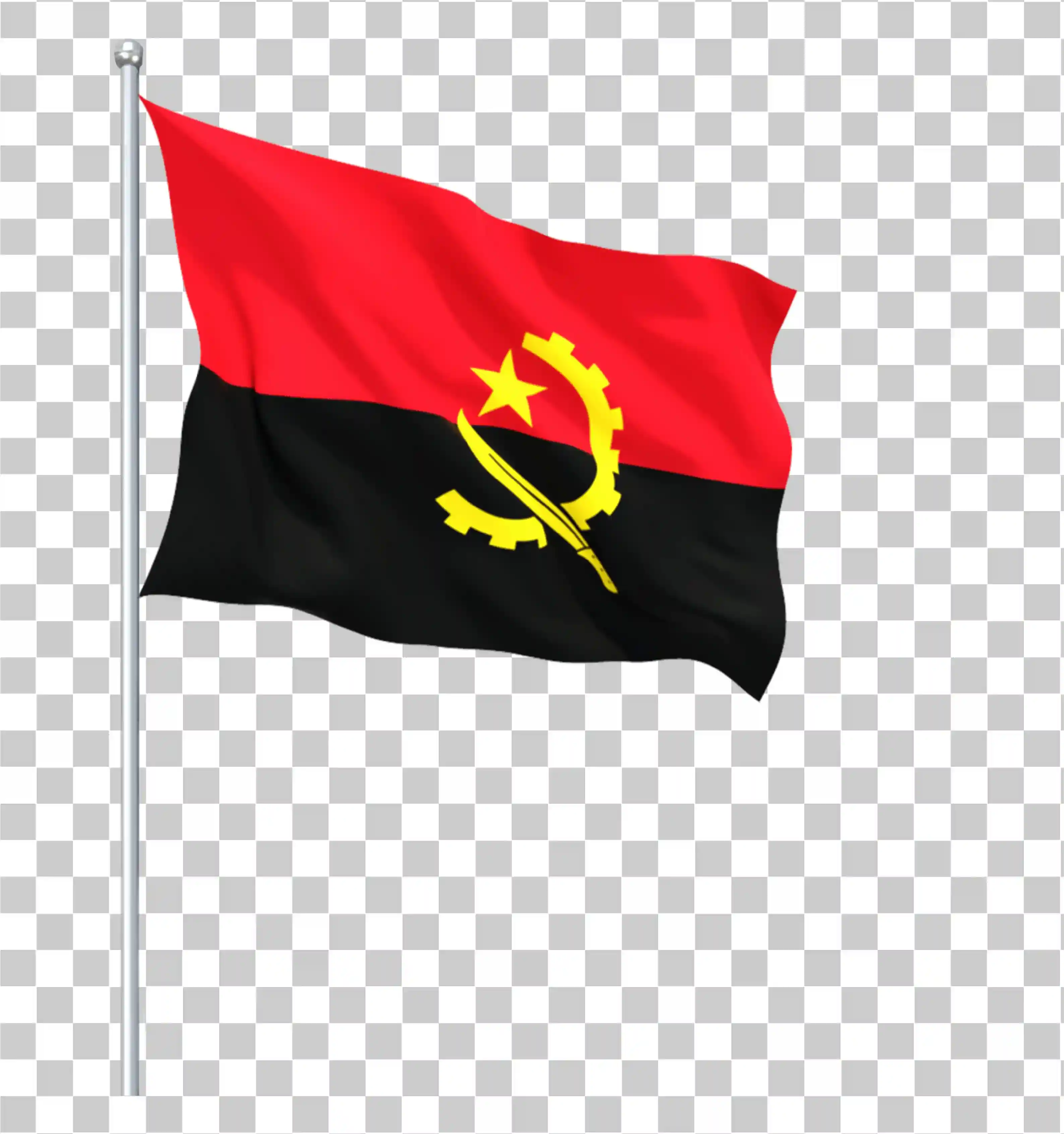Flag Angola, Fluturarea vectorului de pavilion angola, Steagul Angola Clipart, Design de steag al țării roșii și negre, 