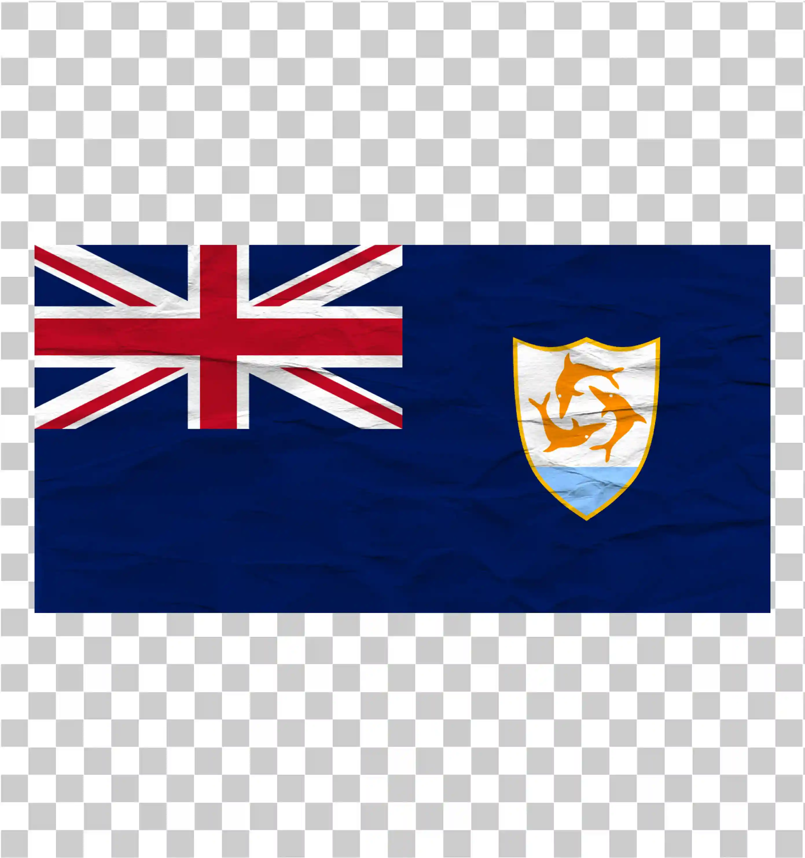 Wektor flagi Anguilla, Dolphin National Flag Clipart, Realistyczna flaga country na zmiętej szablonie papieru png, 