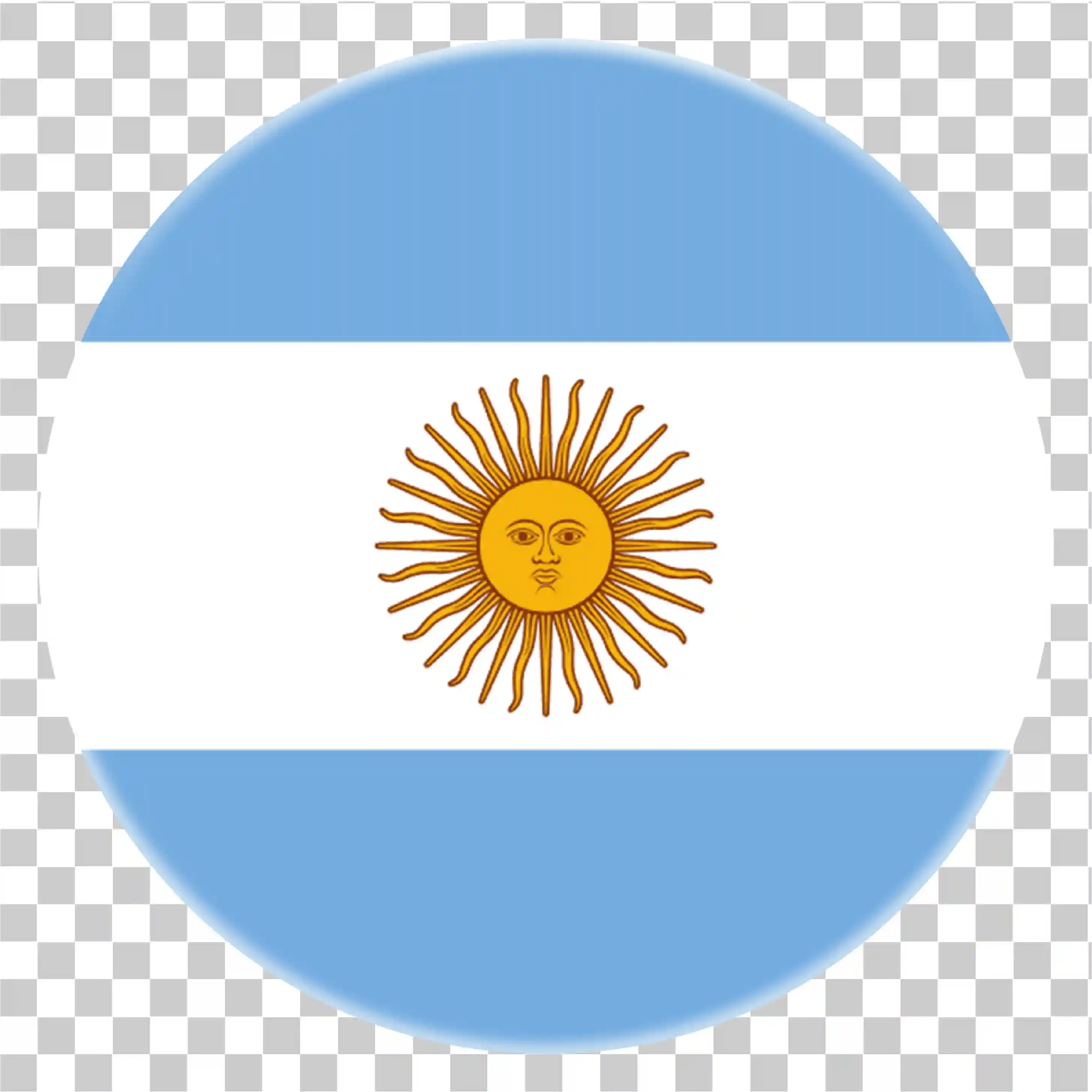 Ícono Argentina, Bandera de círculo, Round Argentina Flag Clipart, Bandera de Argentina, Símbolo azul y blanco, 