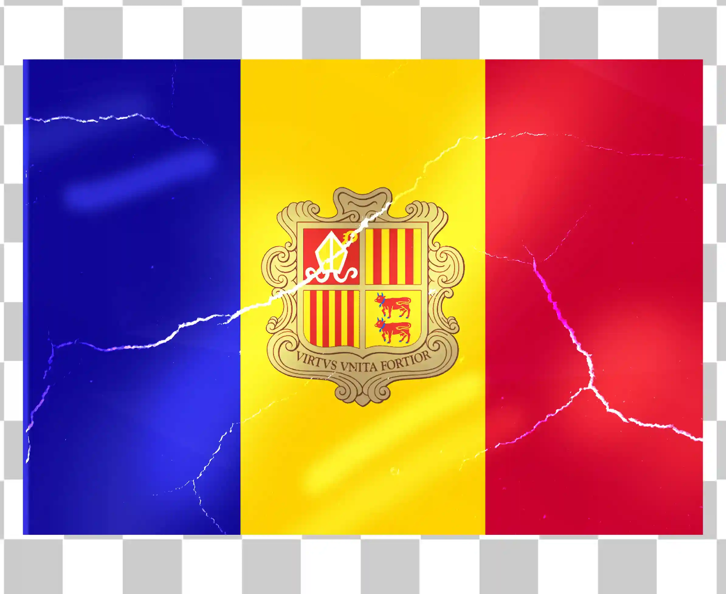 Andorran lippu, Kansallinen lippukuva, Realistinen vektorisuunnittelu, Country Clipart PNG, Andorran lipun tekstuuri ja neliökuvake, 