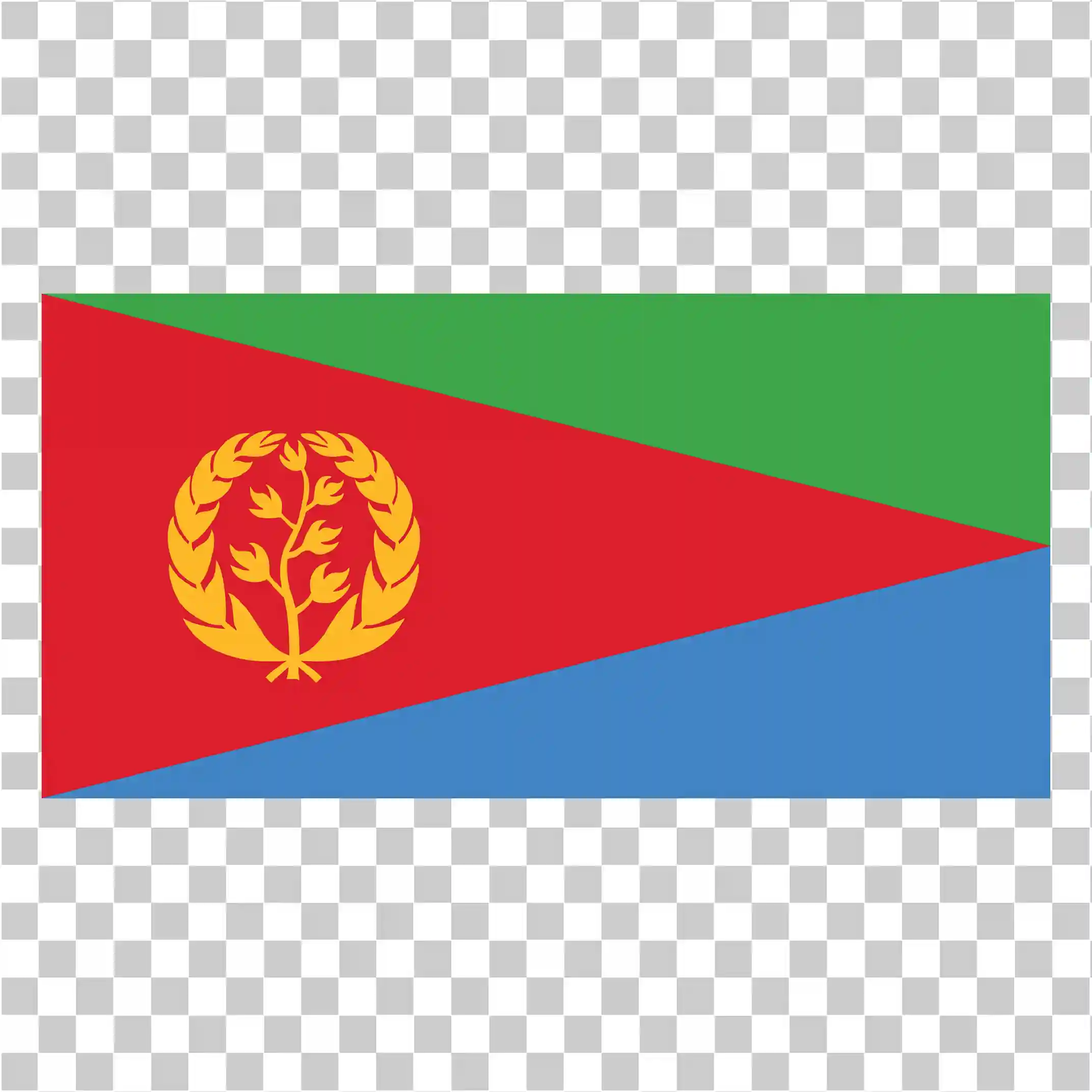 Eritrea Flag PNG, Rectangular Red Green Blue National Symbol Design, 