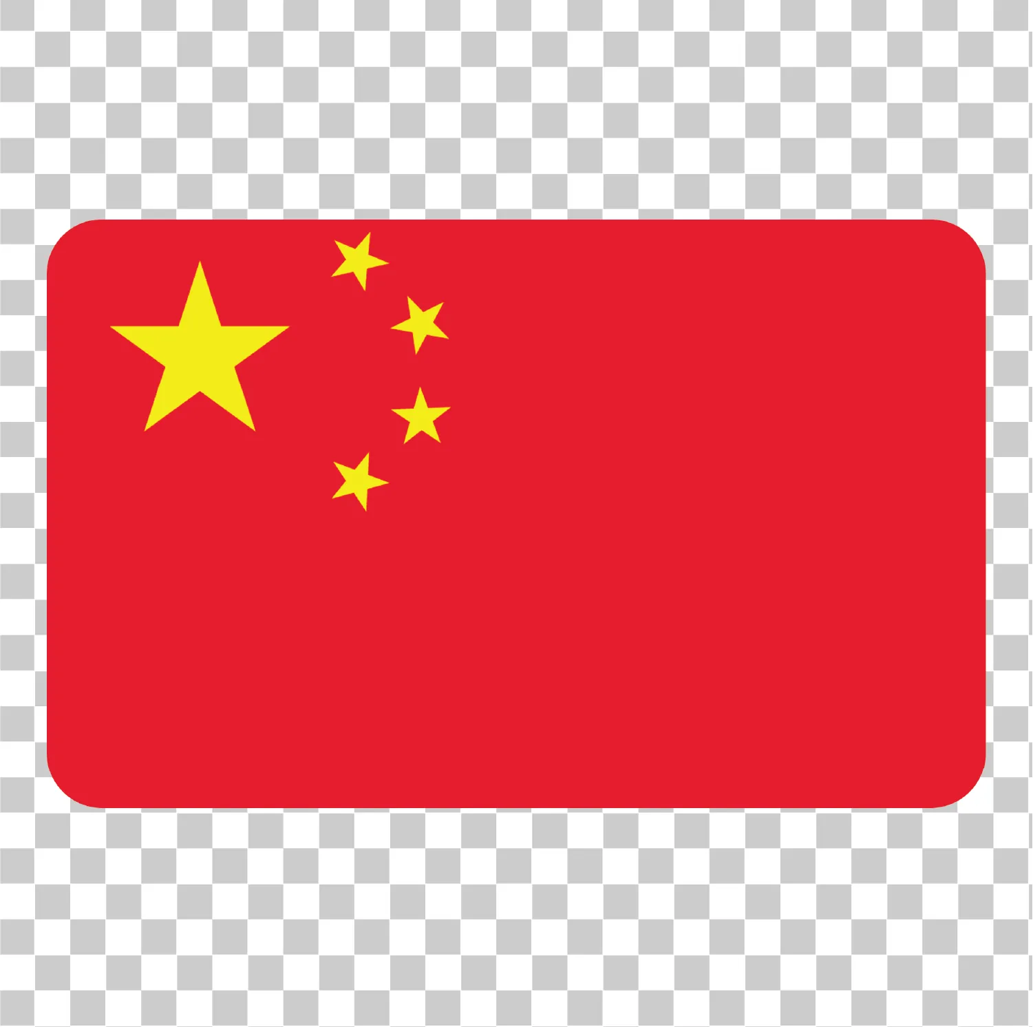 Kiinan lippu, Kiinan kansallinen lippu, Punainen ja keltainen, Pyöristetty aukio, Tähtisuunnittelu, Realistinen PNG -kuva, lippu, 