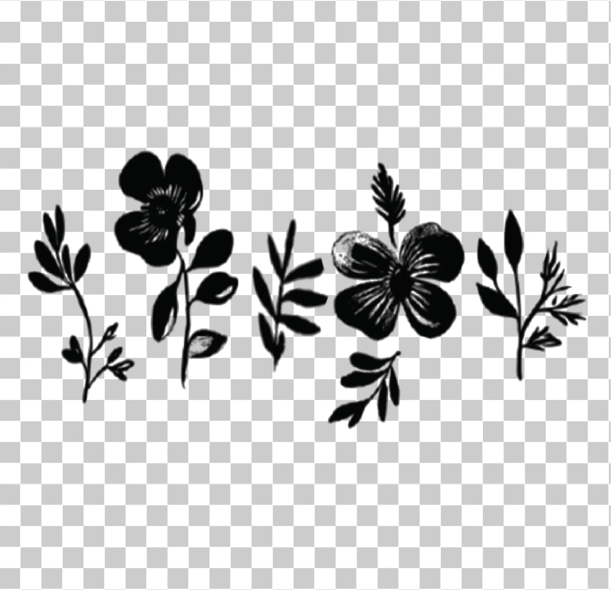 Silhouette floreale in bianco e nero - foglia, Erba, Olive Branch & Flower Png, 