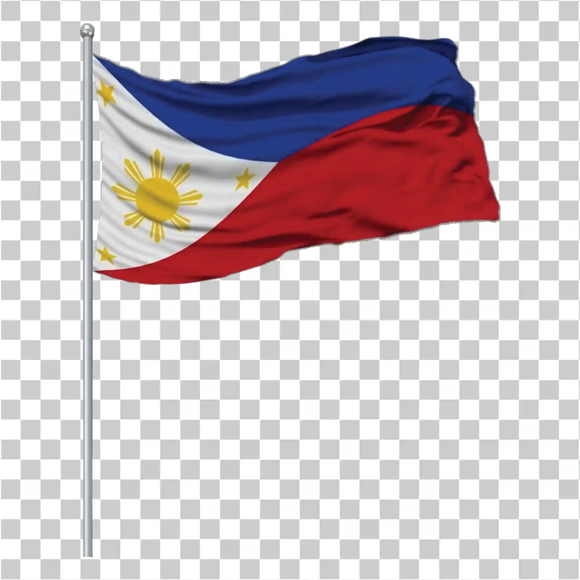 Philippinen-Flagge im PNG-Format mit Stange, 