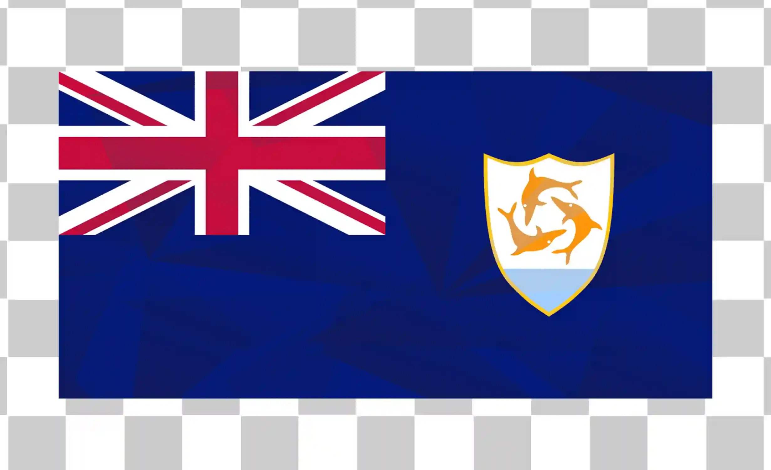 Anguilla -Flag -Vektor, Dolphin National Flag Clipart, Realistische Landflag -Illustration PNG -Vorlage mit Textur, 