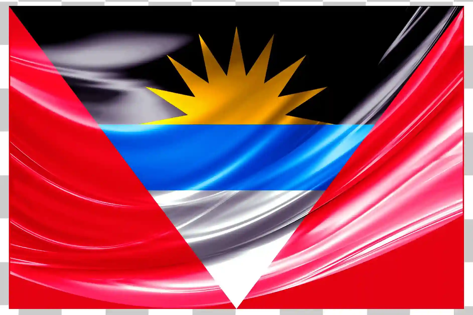 Flagg från Antigua och Barbuda Vector Illustration - Waving National Flag Clipart, Utskrivbar landsflagga med textur och presidentdesign, 