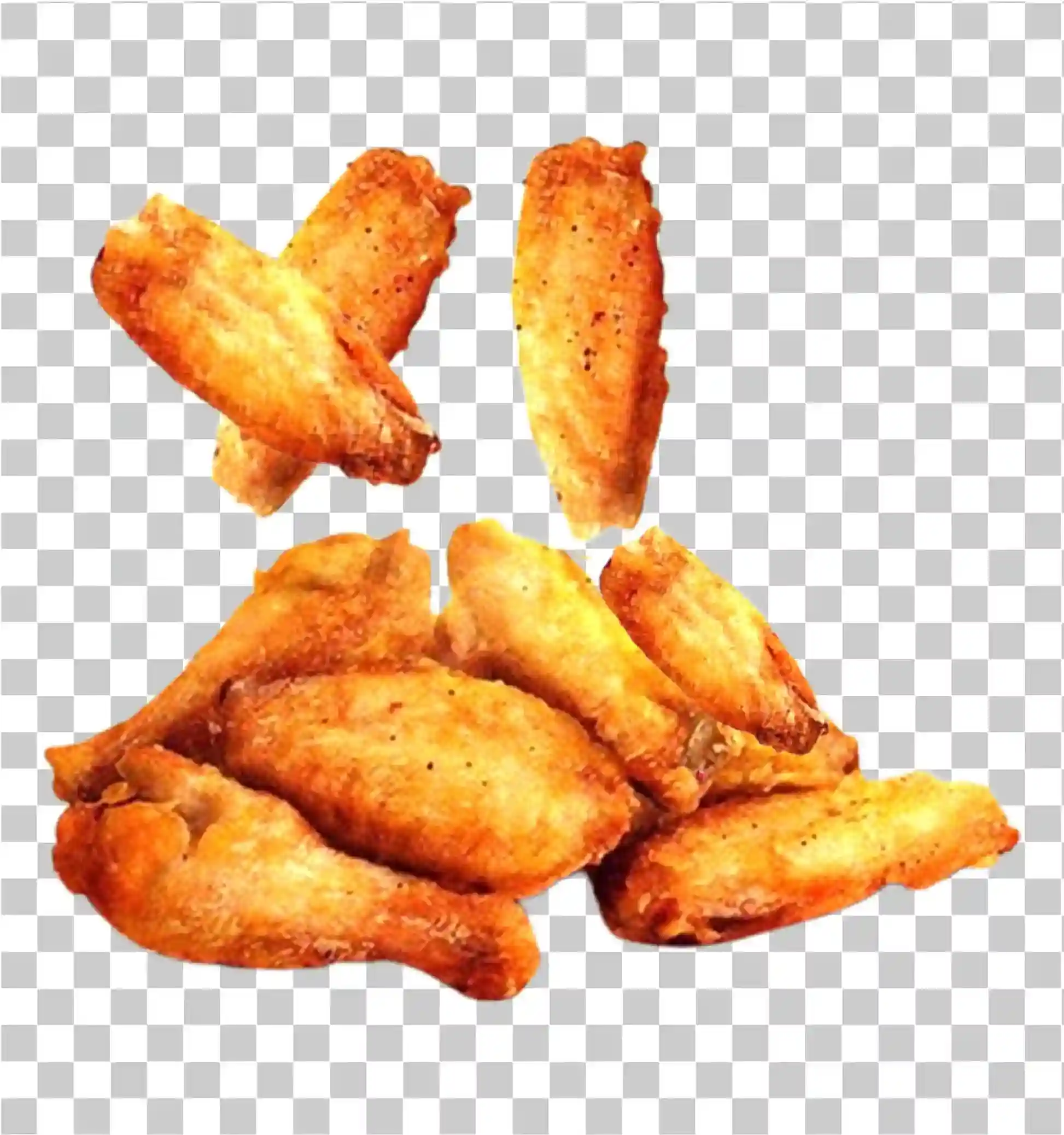 Alitas de pollo y pollo frito - Alas de búfalo, Barbacoa, Alas calientes a la parrilla y crujiente, 