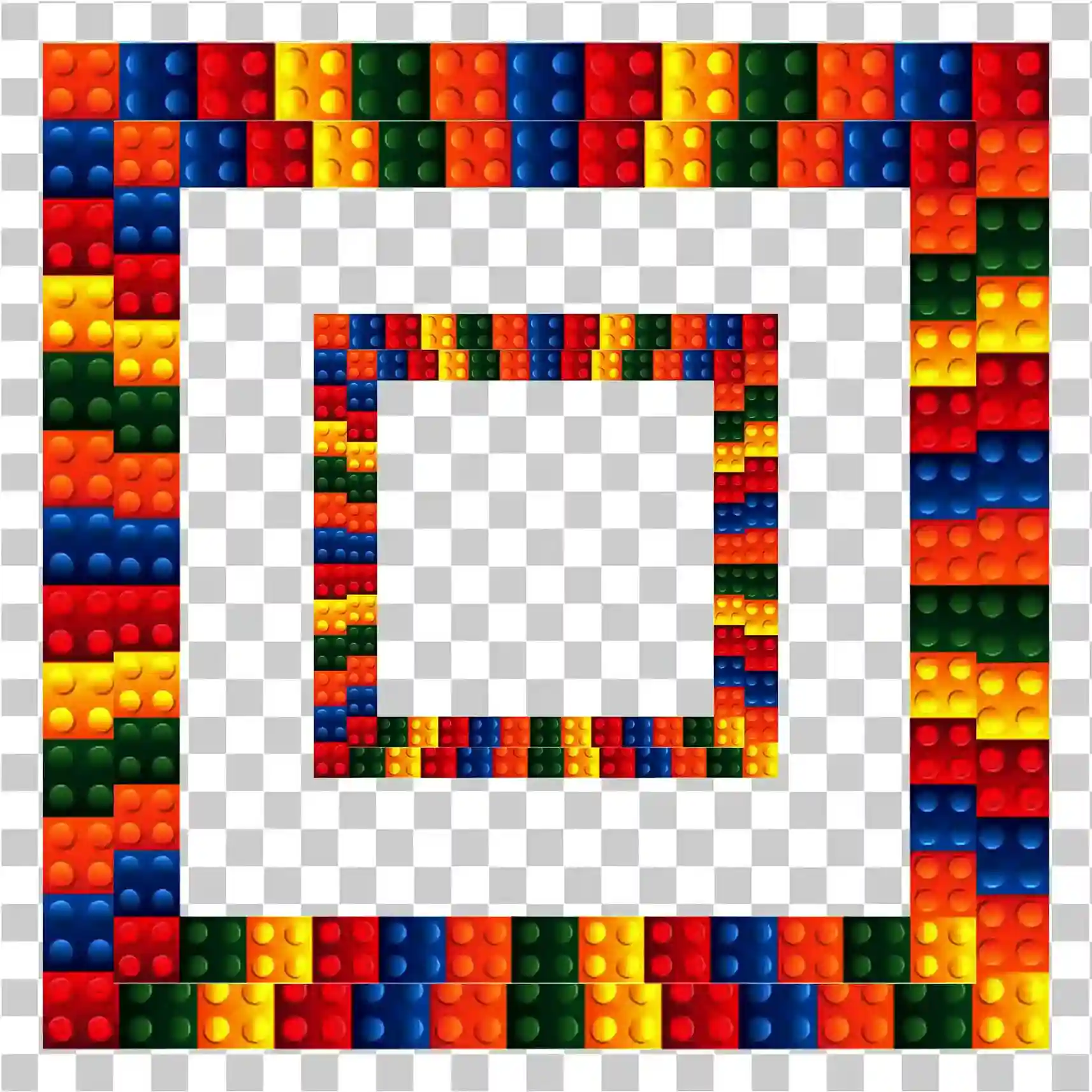 Yapı Taşları Dekorasyonu ile Renkli Lego Blok Sınır Çerçevesi Tasarım Şablonu, 