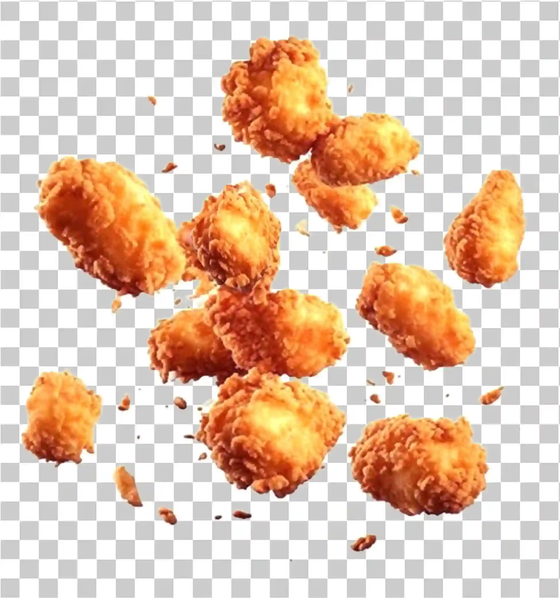 Knusprige gebratene Hühnernuggets und Streifen png, Knusprige Krümel und leckere Bisse, 