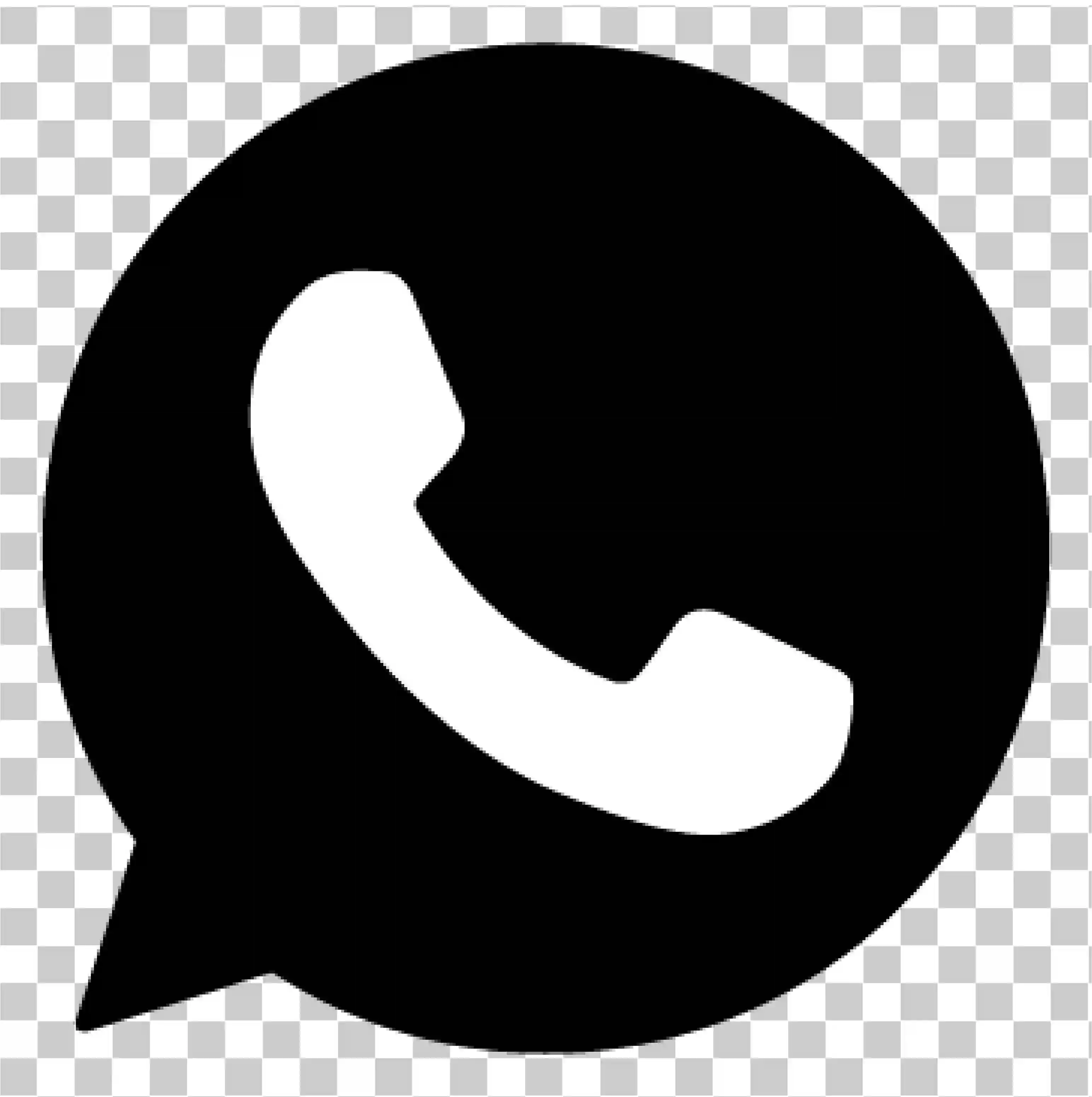 Logo Whatsapp in bianco e nero png, Icona vettoriale trasparente, Download gratuito di clipart per web e mobile, 