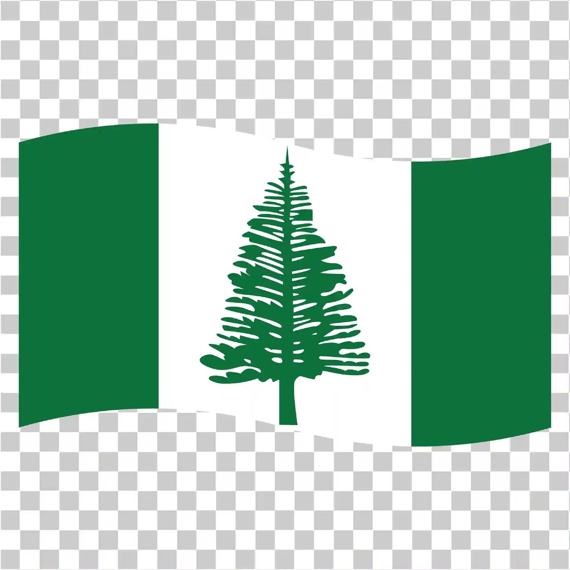 Bandiera dell'isola Norfolk PNG, Sventolando il simbolo nazionale dell'albero di pino verde, 