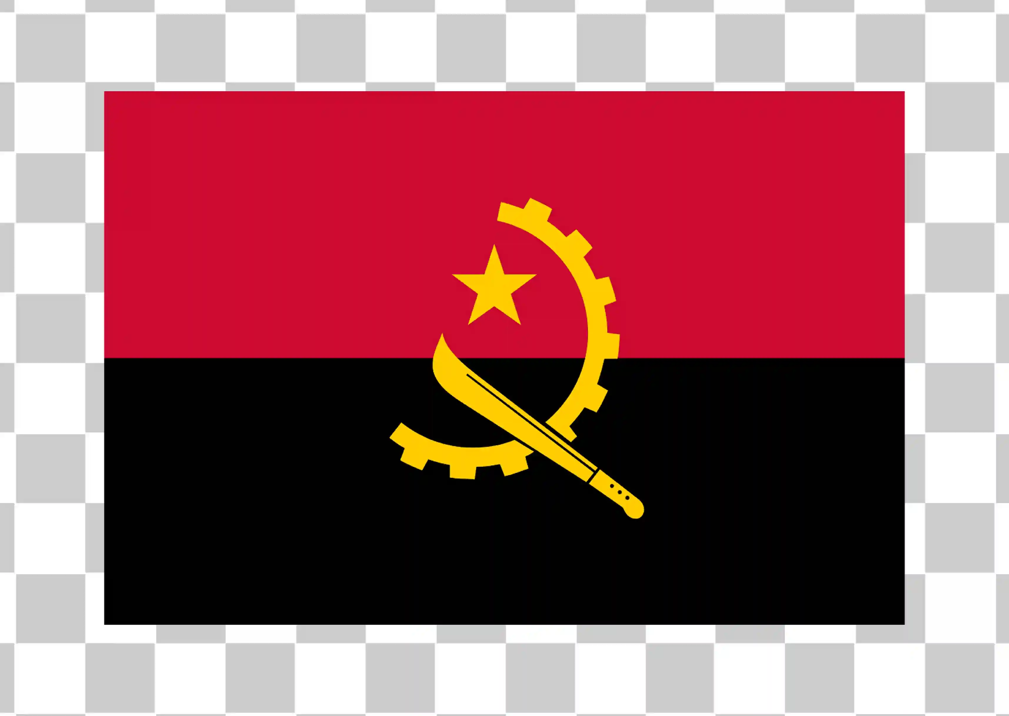 Angola Flagg - Utskrivbar vektordesign med flaggstruktur, Square Layout & Presidential Version, 