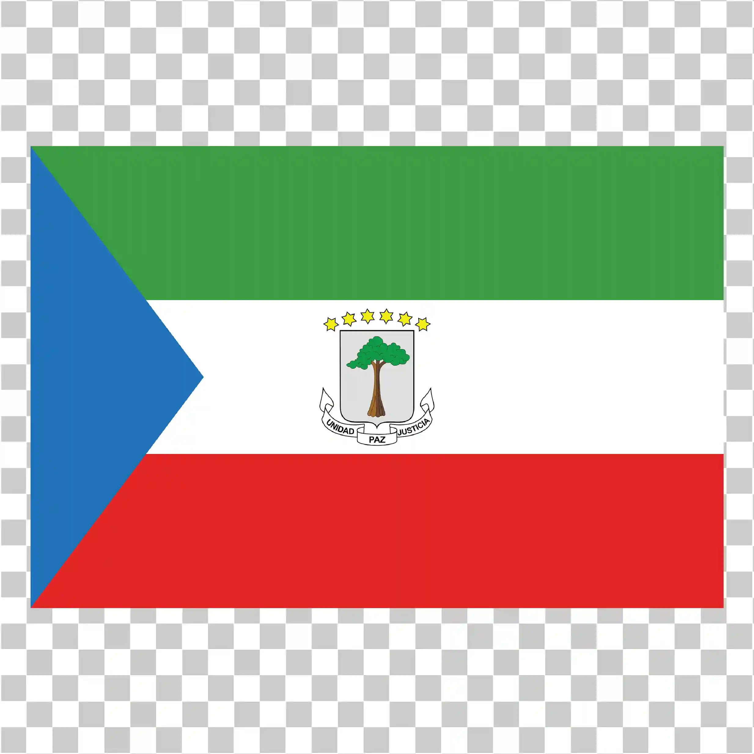 Drapelul Guineei Ecuatoriale dreptunghiulare PNG cu stemă, 