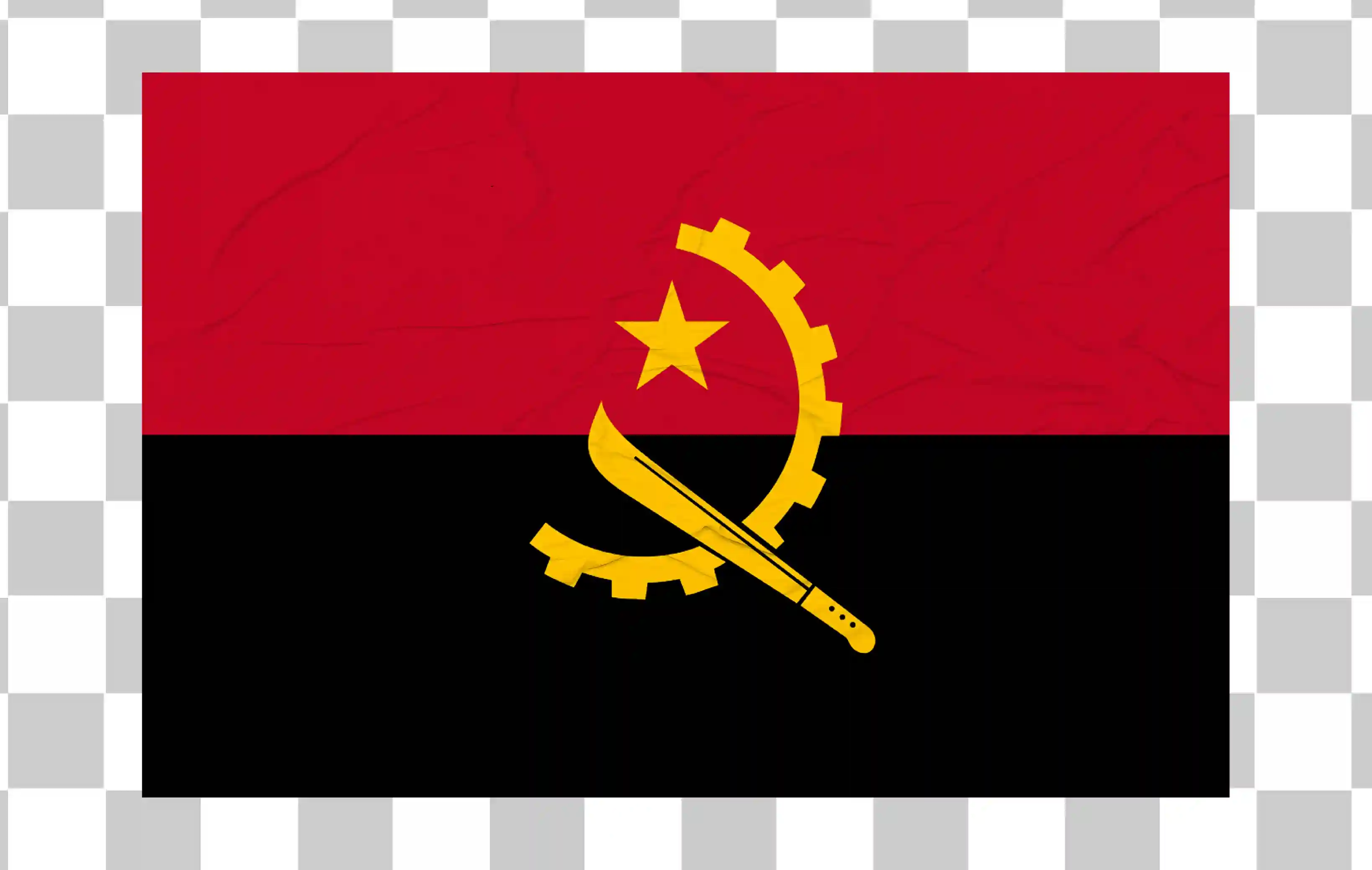 Angola Flag Icon Vector - Waving National Flag of Angola Clipart, Ilustración y textura de bandera de país imprimible, 