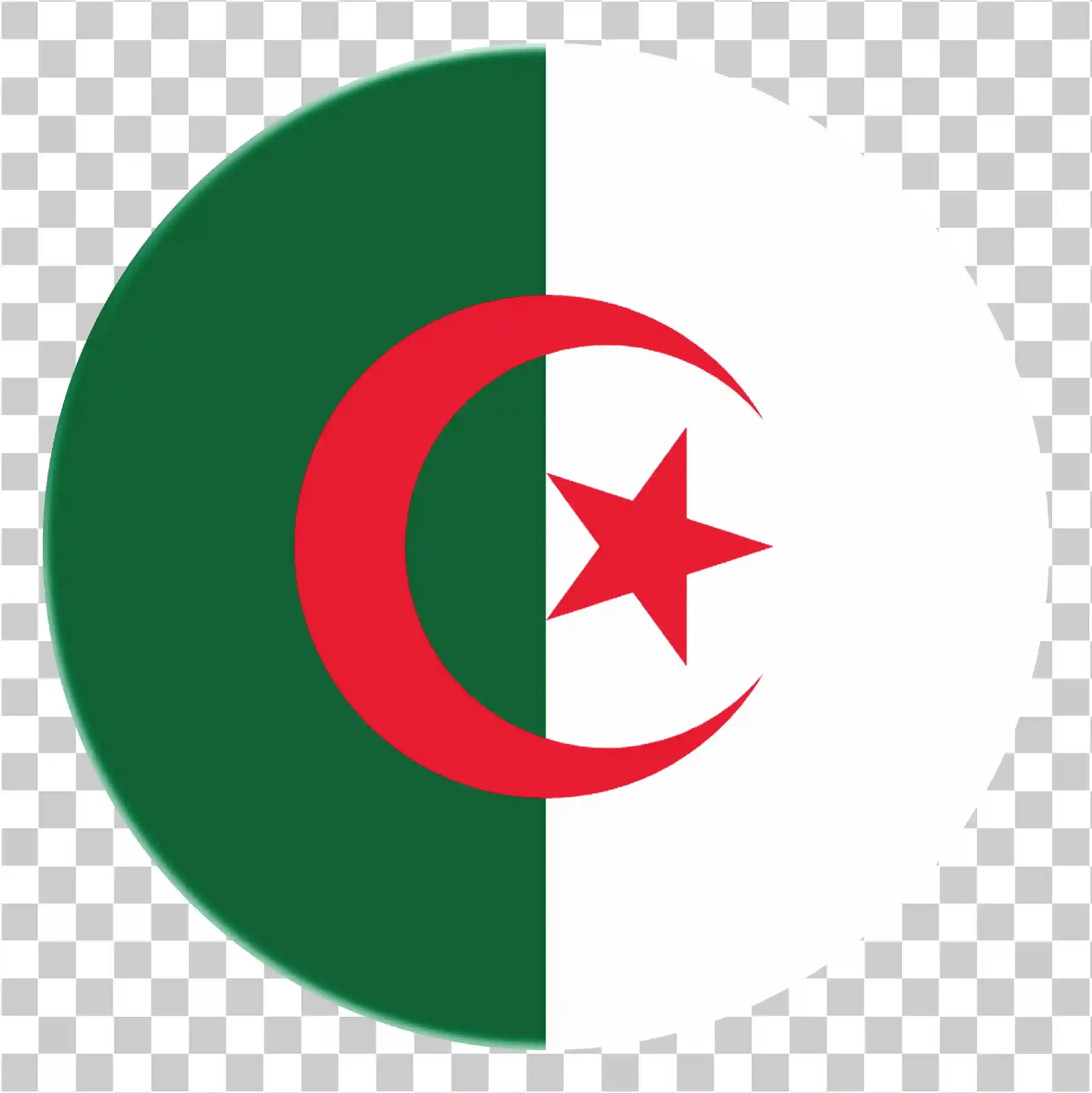 알제리 플래그 PNG, 알제리 깃발, 붉은 달과 별이있는 녹색과 흰색 깃발, 둥근 알제리 깃발, 투명한 배경 벡터, 