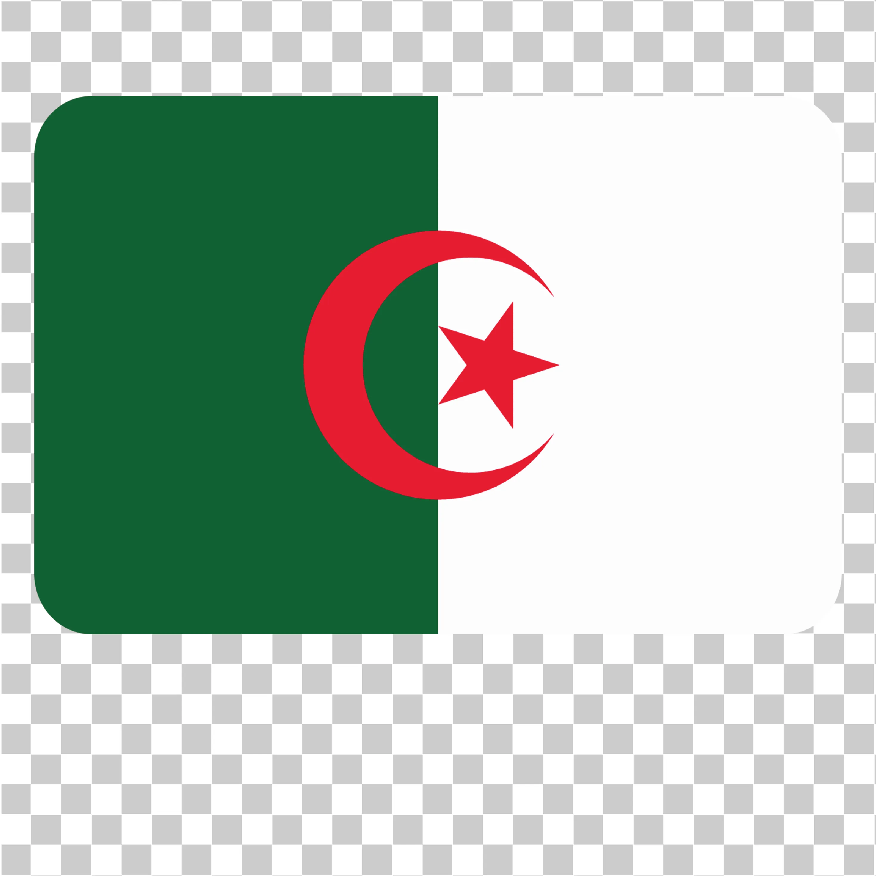 Algerien -Flagge PNG, Algerische Flagge, Grüne und weiße Flagge mit roten Mond und Stern, Quadratische Algerien -Flagge, transparenter Hintergrundvektor, 