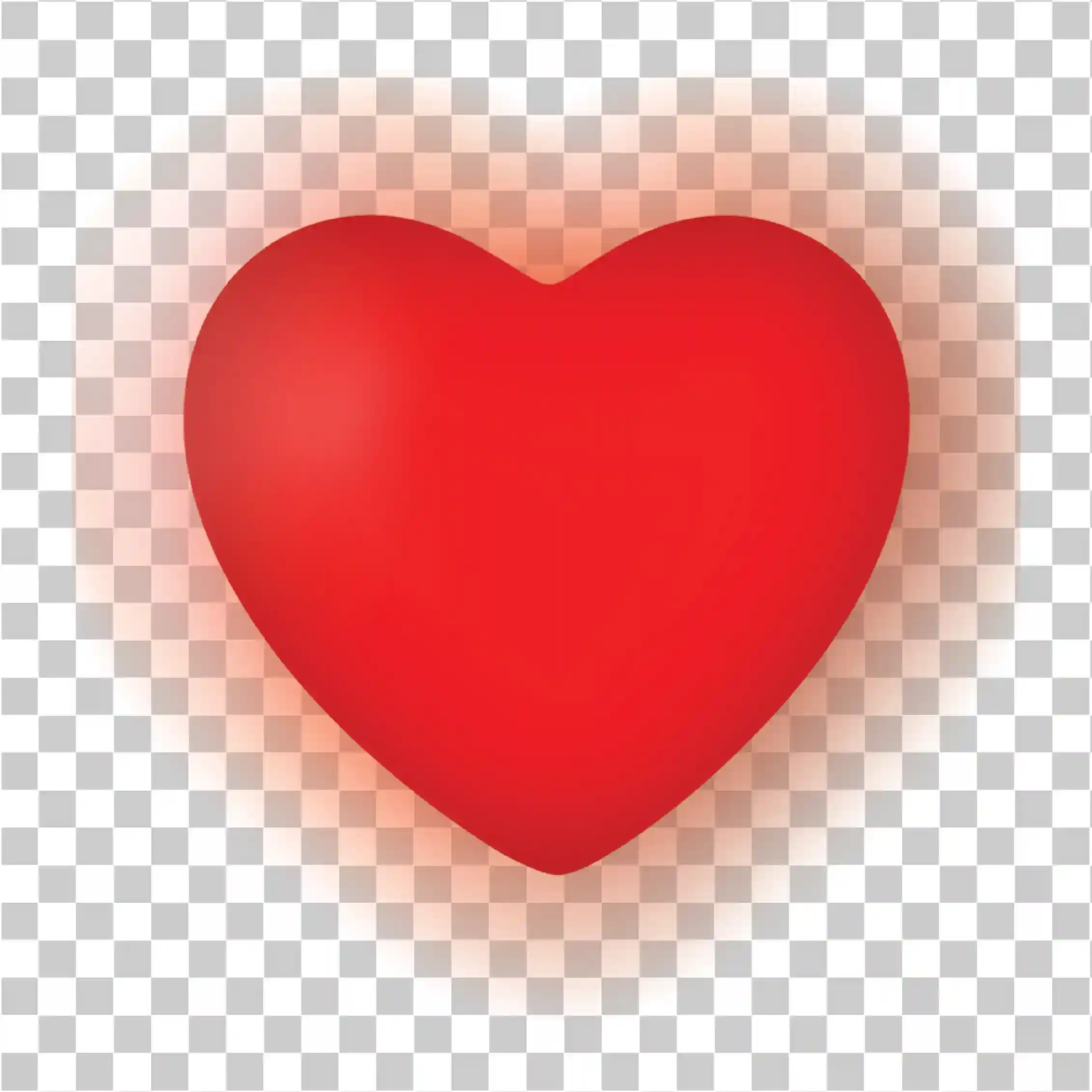 Realistic 3D Red Heart with Shadow, Romantic Love Symbol PNG, 
