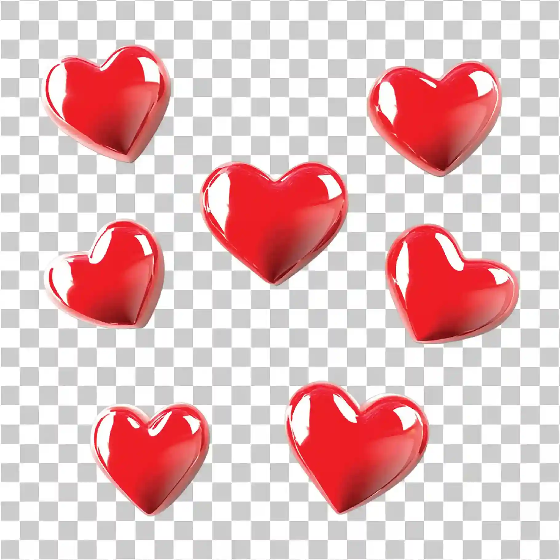 Red hearts, 3D glossy hearts png, romantic love background, 