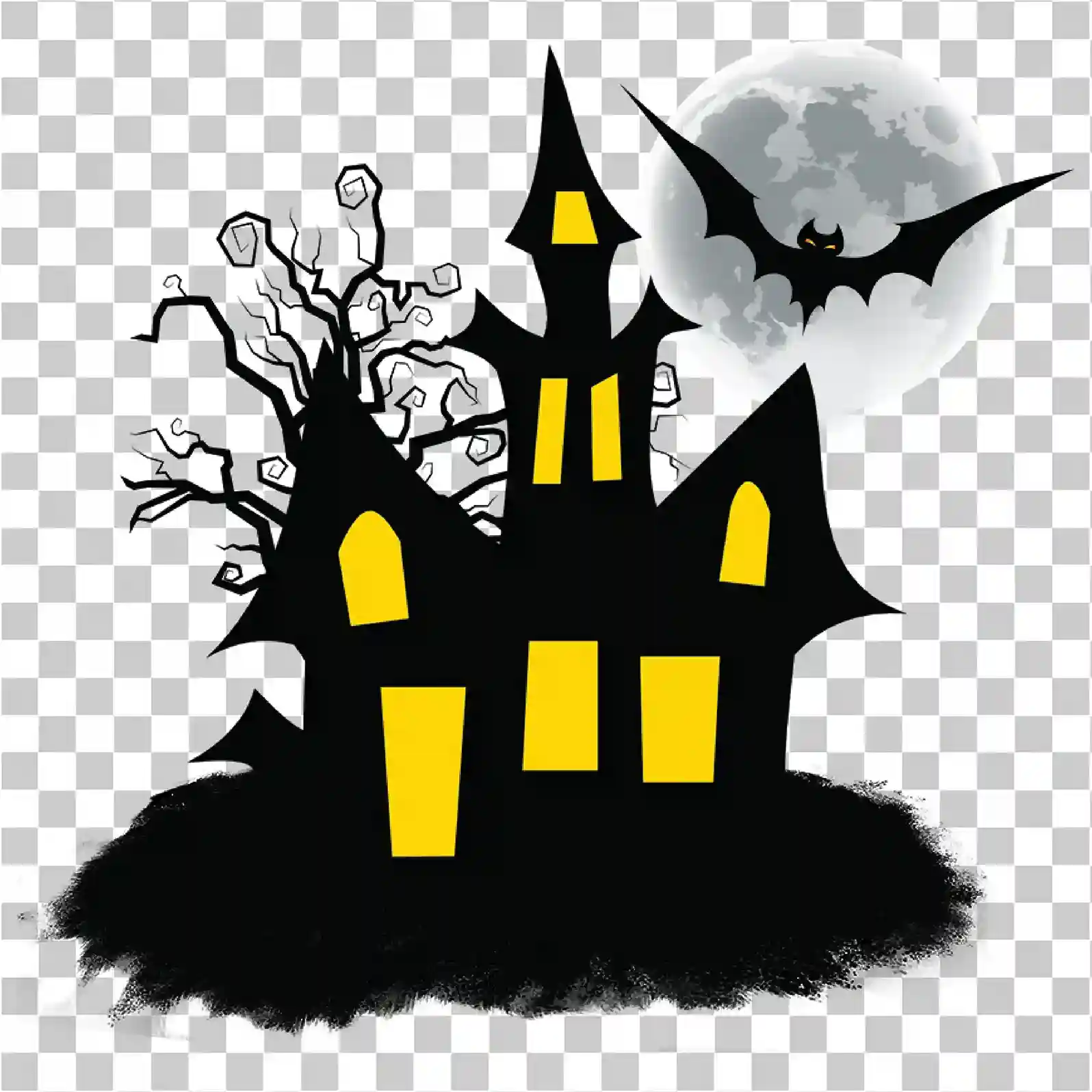Haunted House PNG, Uhyggelig Halloween-slott og skrekknattkunst, 