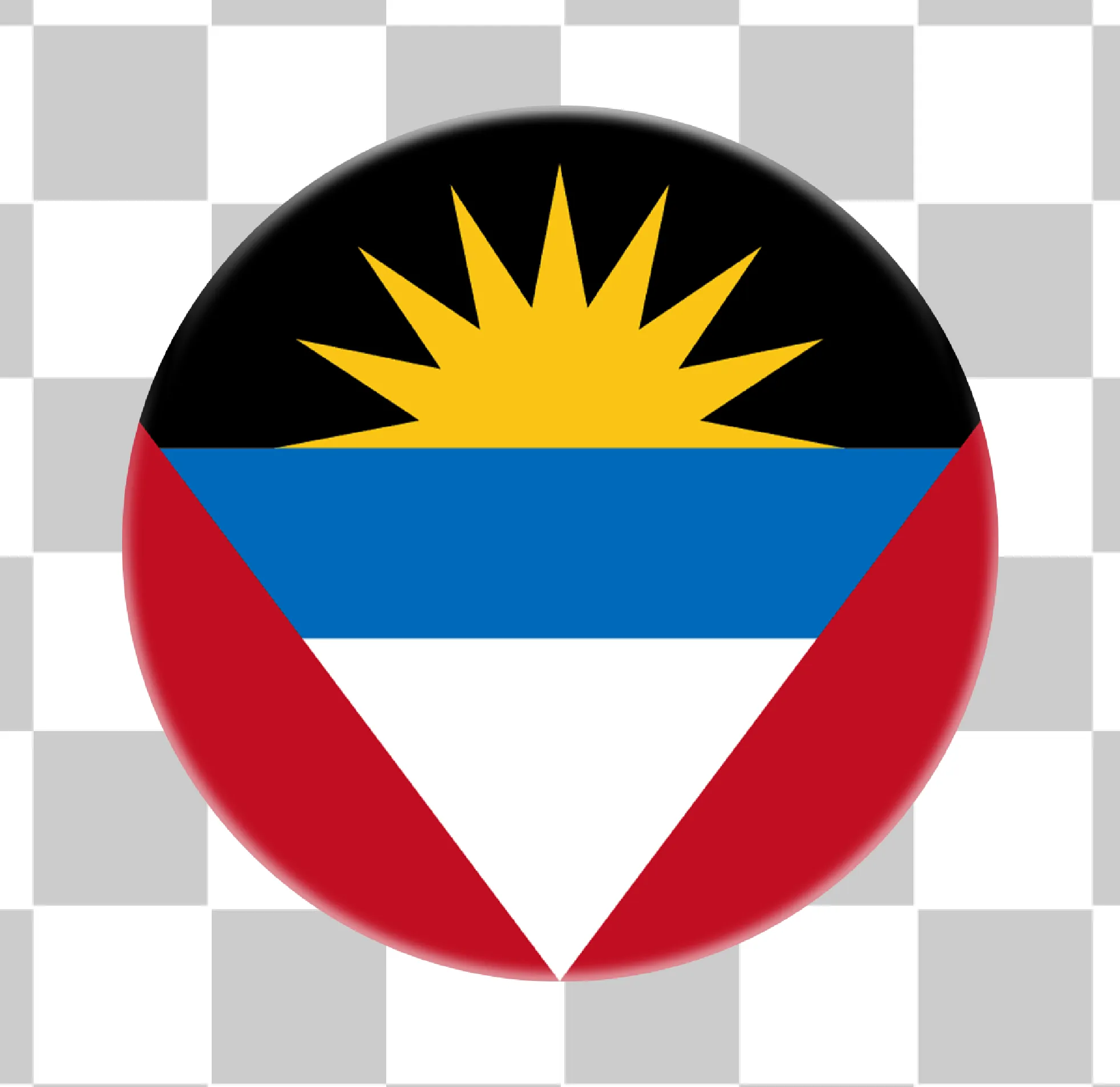 Bandera de Antigua y Barbuda - Circle Icon Vector, Textura de la bandera e ilustración de símbolos nacionales, 