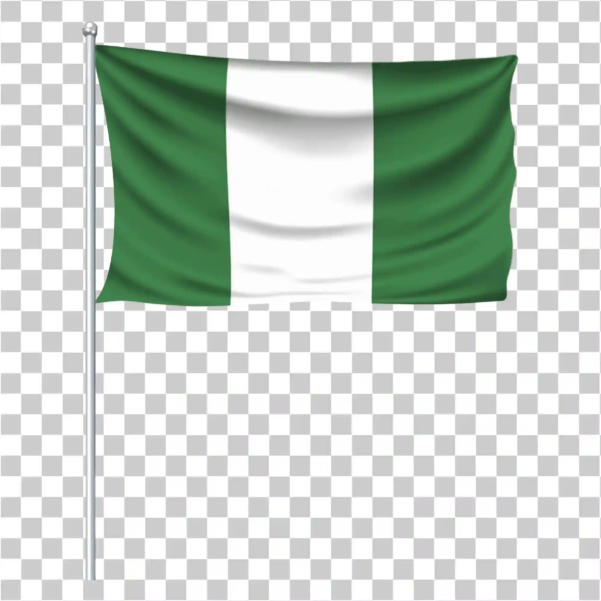 Drapeau du Nigéria PNG, Agitant un design vert et blanc sur le symbole national du pôle, 
