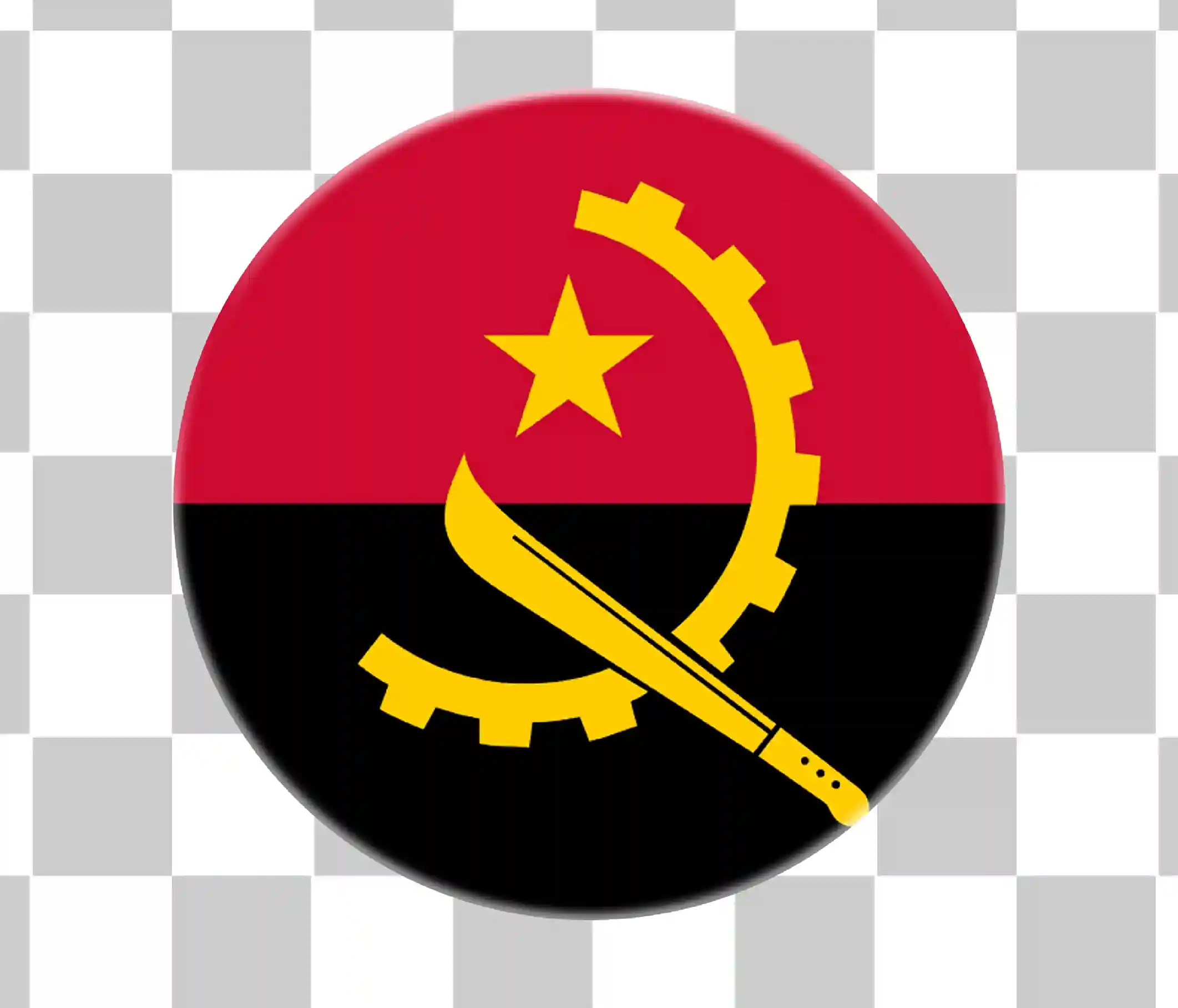 Bandera de círculo, Bandera de Angola, Ícono de la bandera angoleña, Angola Vector Ilustration, Textura de la bandera, Ícono de Angola, Símbolo de la bandera, 