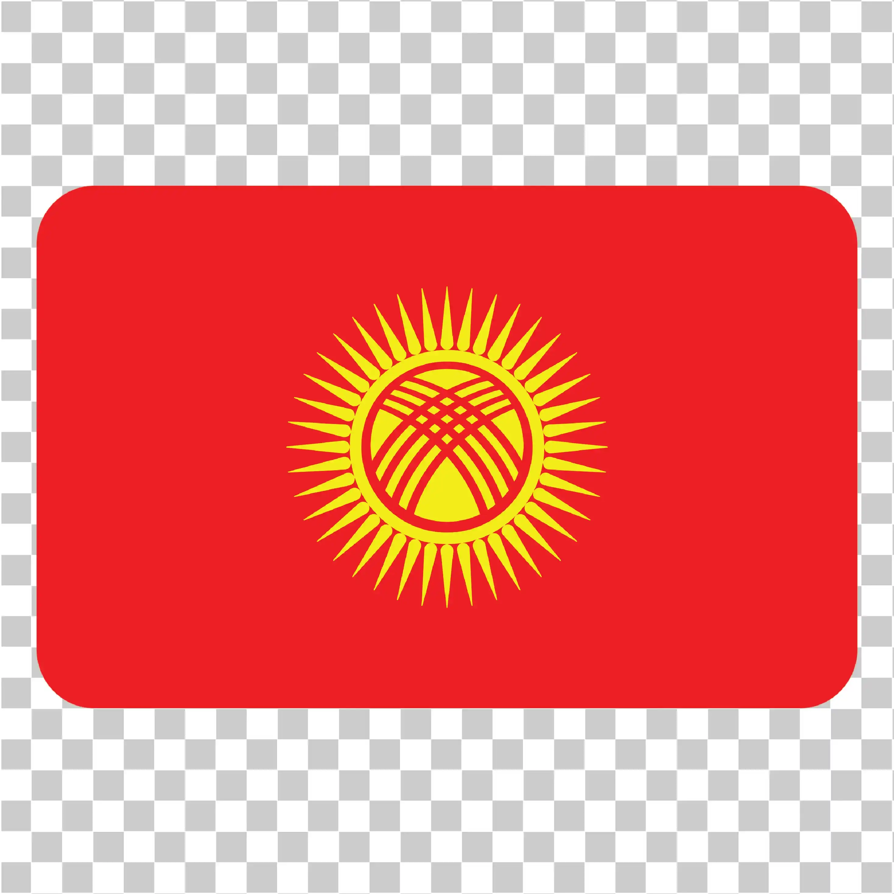 Cờ Kyrgyzstan PNG, Nền đỏ với thiết kế mặt trời màu vàng, Biểu tượng quốc gia, Biểu tượng hình vuông & tròn miễn phí, 