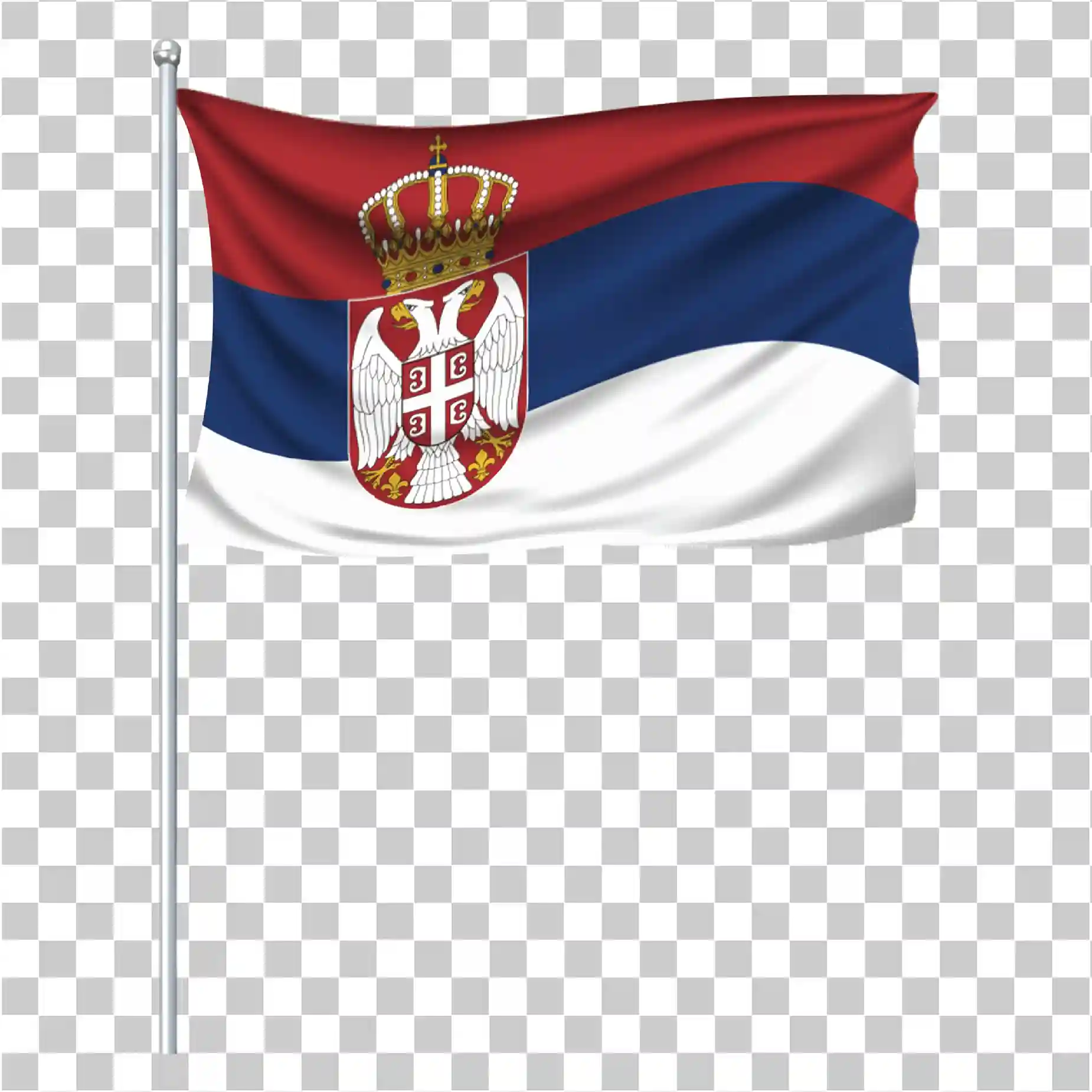 Serbia Flag PNG, National Emblem and Crest, Flaga machająca z słupem, Wektorowy symbol kraju wolny, 