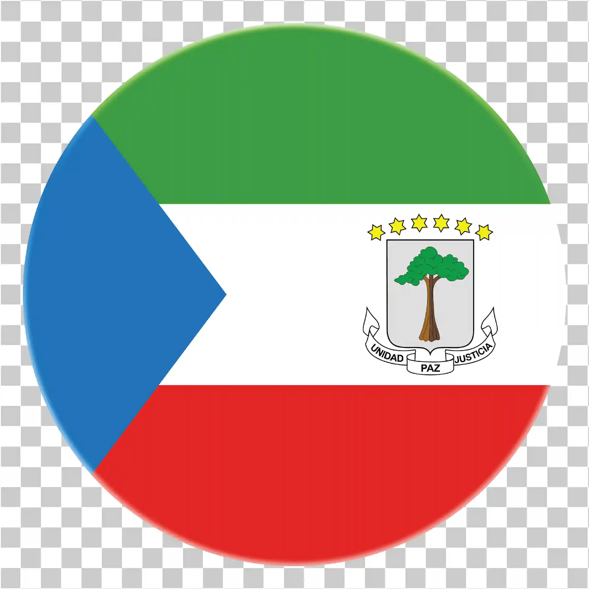 Equatorial Guinea Flag Round Icon PNG with Coat of Arms Design, 