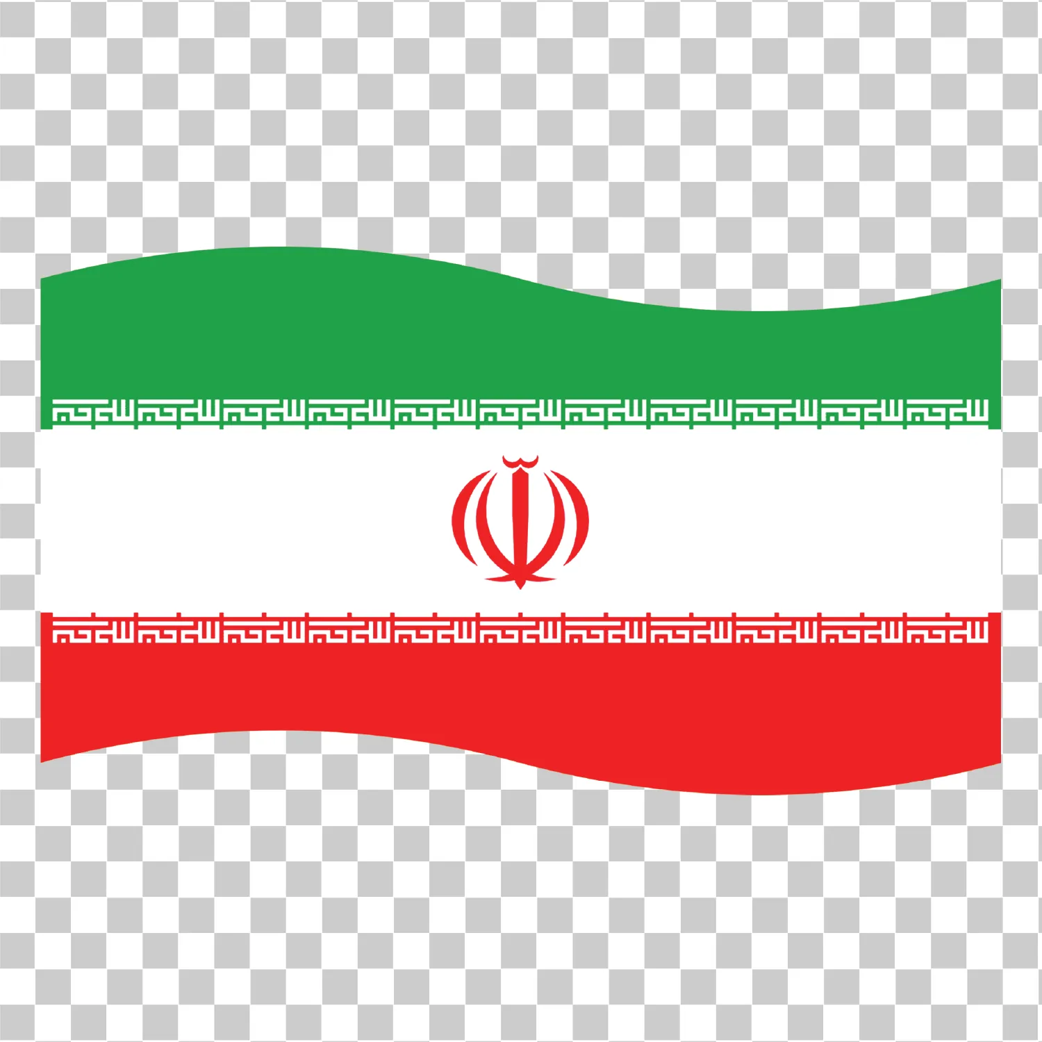 Flag af Iran, Vinkende iransk flag, Tricolor Green White Red, Islamisk Republik Iran Emblem, Realistisk vektorillustration, National Flag PNG, 