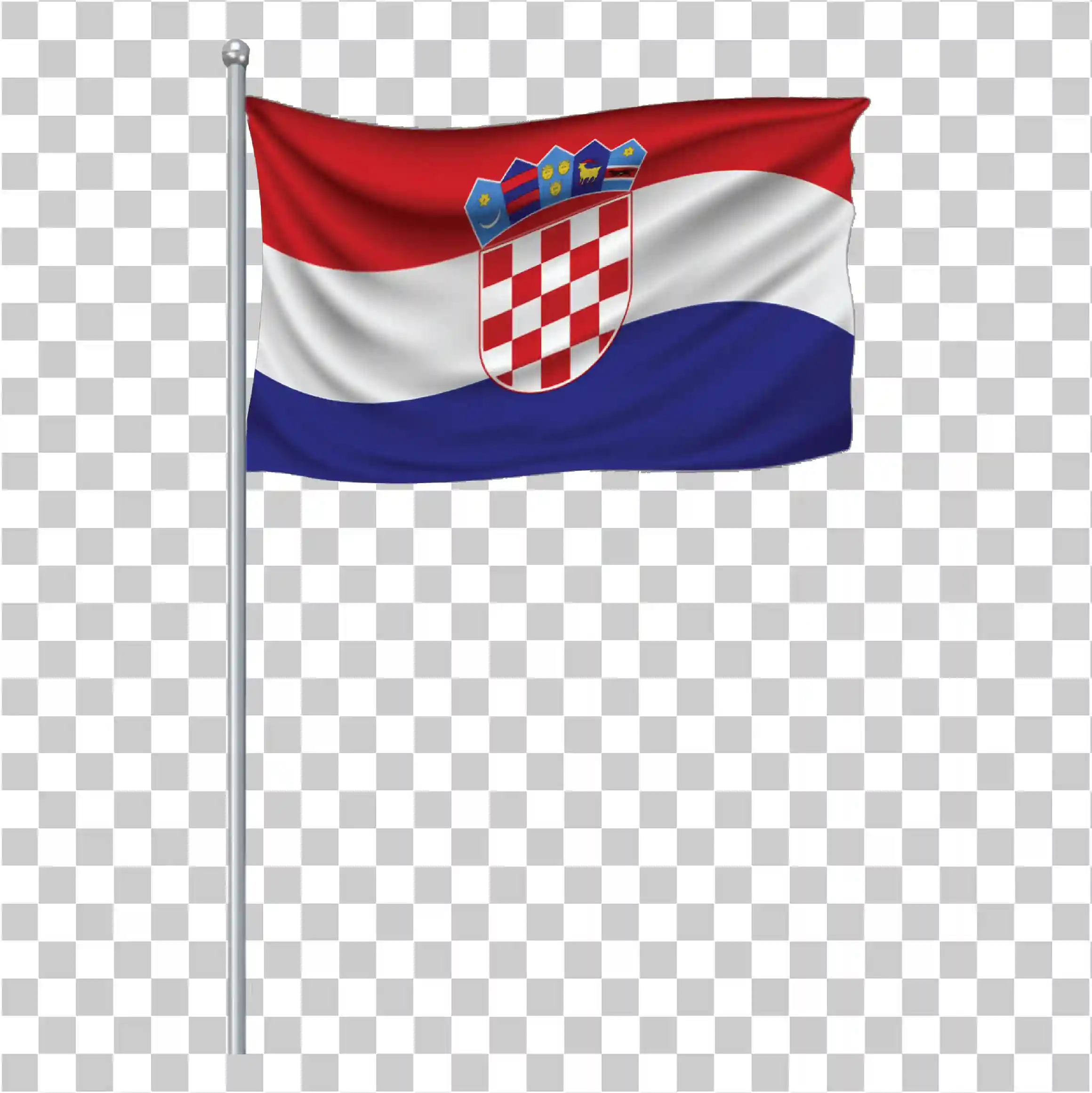 Bendera Kroasia dengan Tiang PNG, Melambaikan Gambar Bendera Kroasia, 