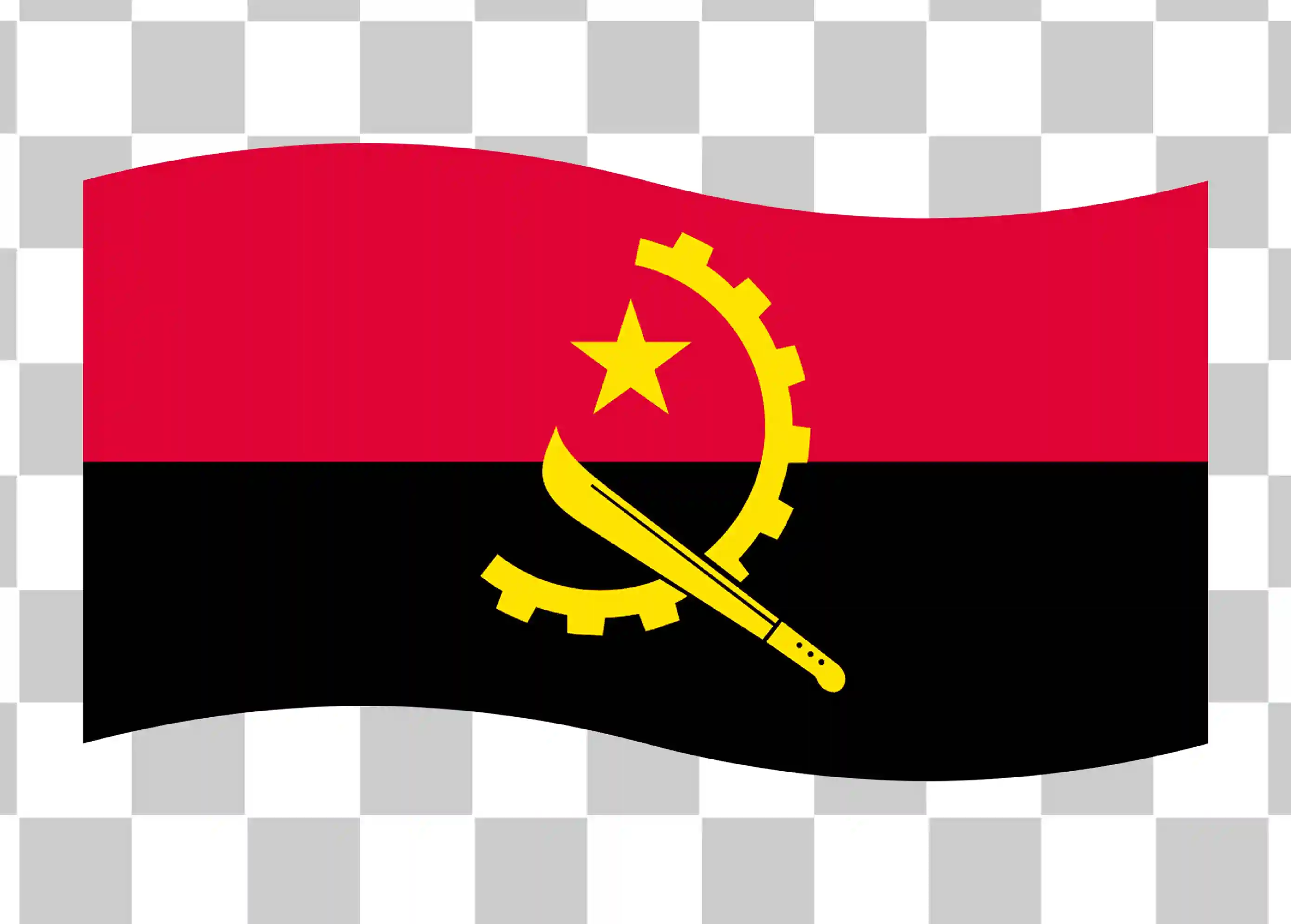 Bandera de Angola - Diseño de vector, Waving National Flag Illustration & Imprimable Clipart Texture, 