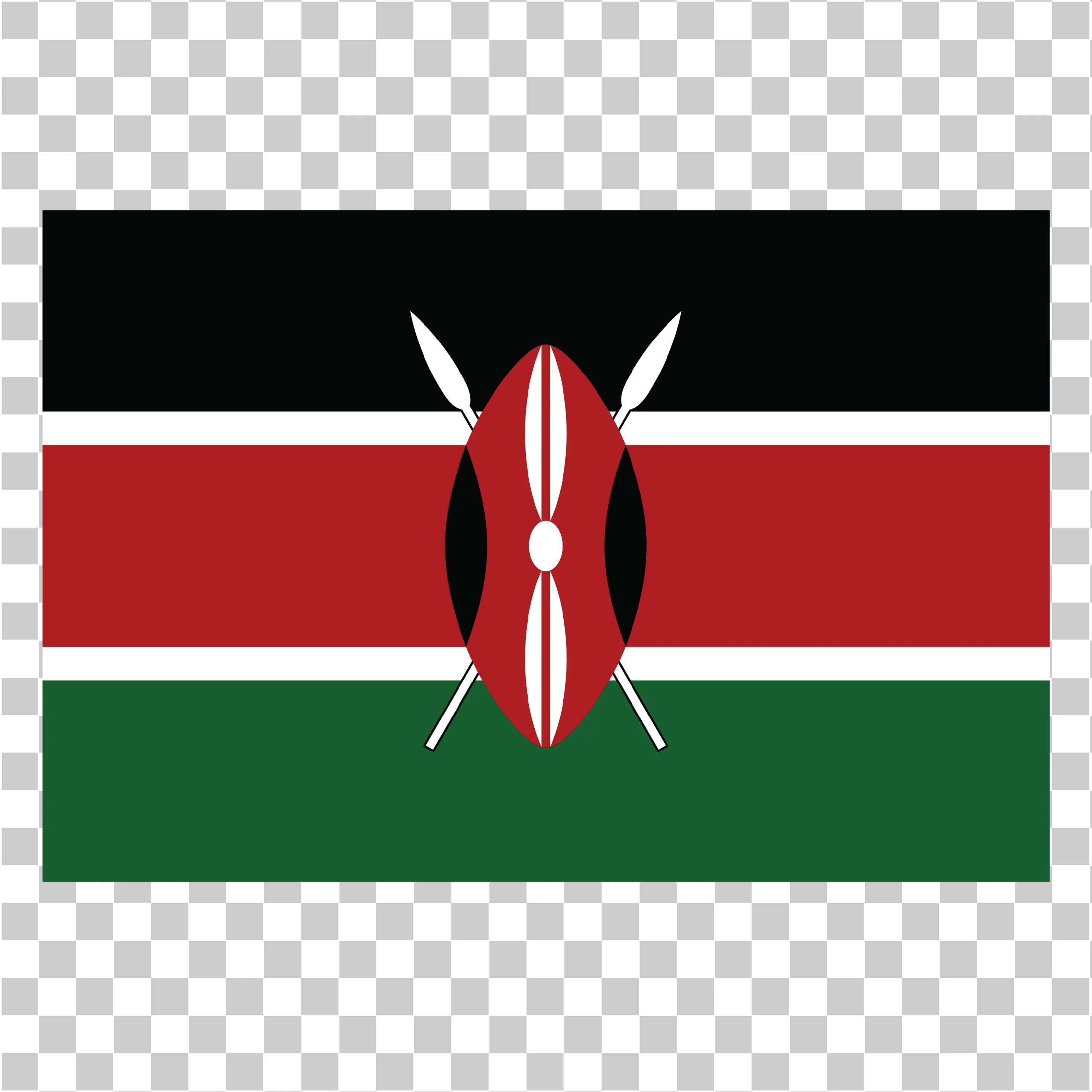 KENYA FLAG PNG, Národní vlajka Keni s štít a kopí, Red Black Green Country Flag, Vektor tvaru obdélníku zdarma ke stažení, 
