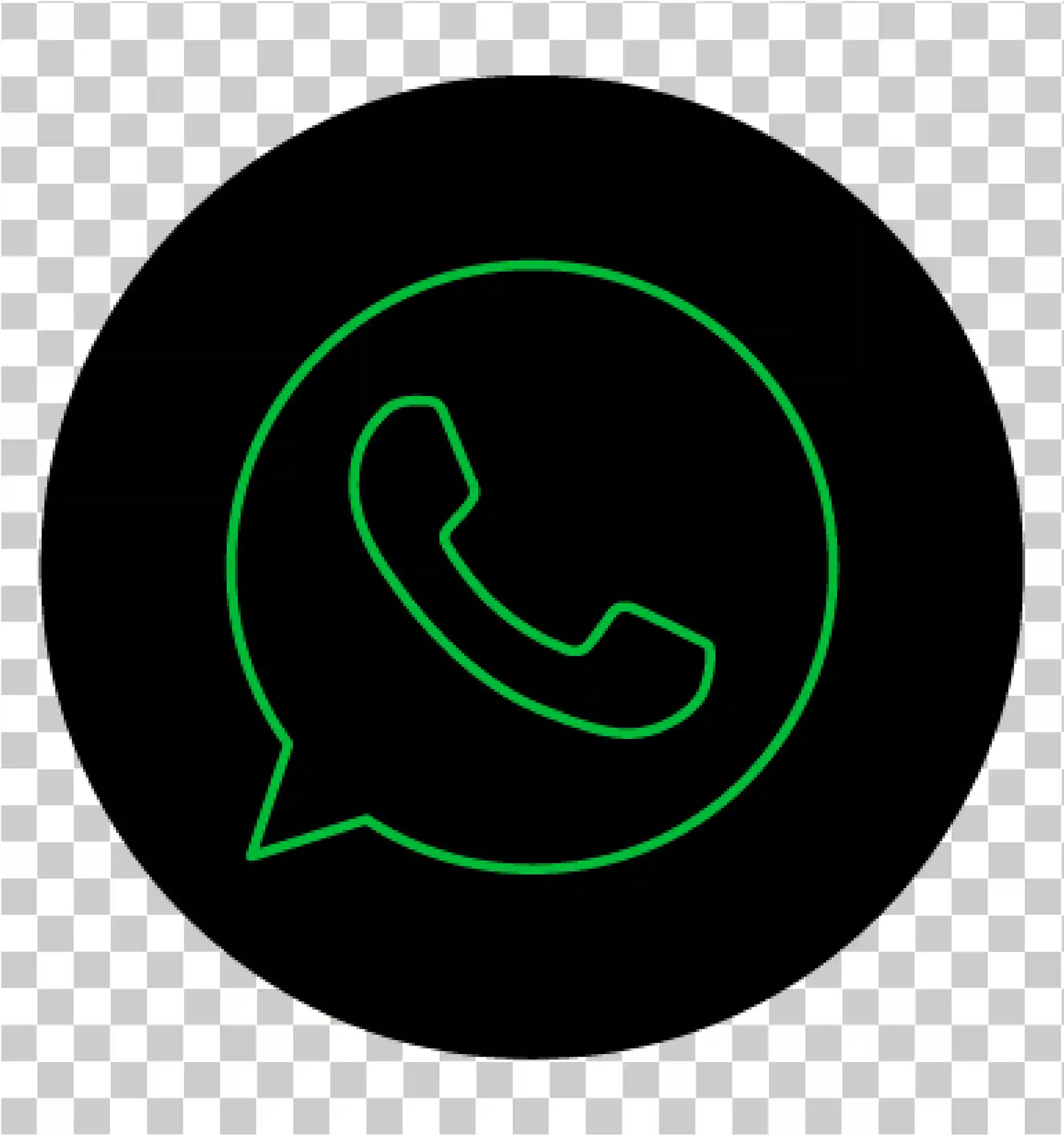 Whatsapp logo png con contorno verde e sfondo nero, Icona vettoriale trasparente gratuita per web e mobile, 