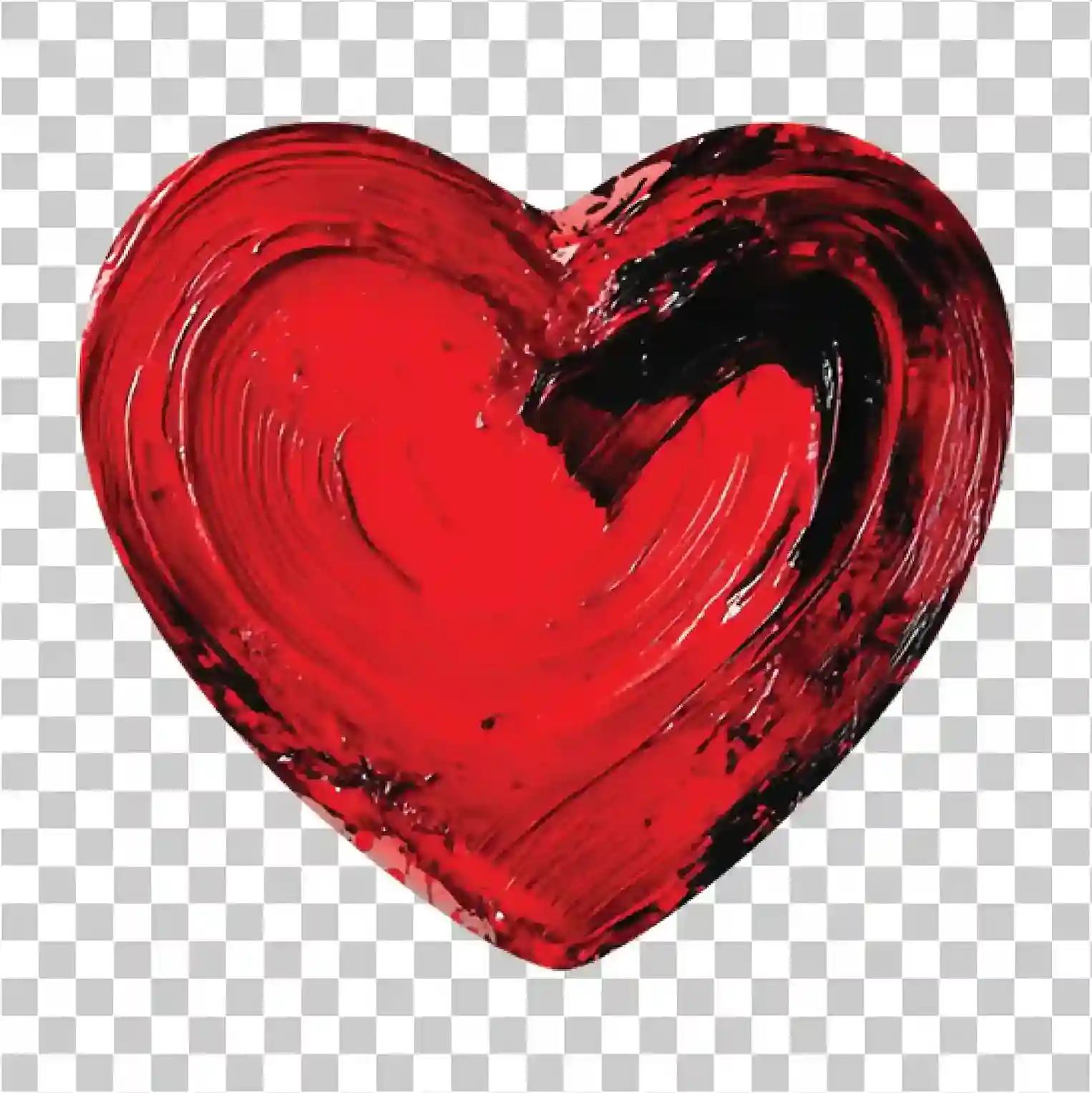 Romantic Red Heart Art, Painted Love Symbol & Abstract Design, 